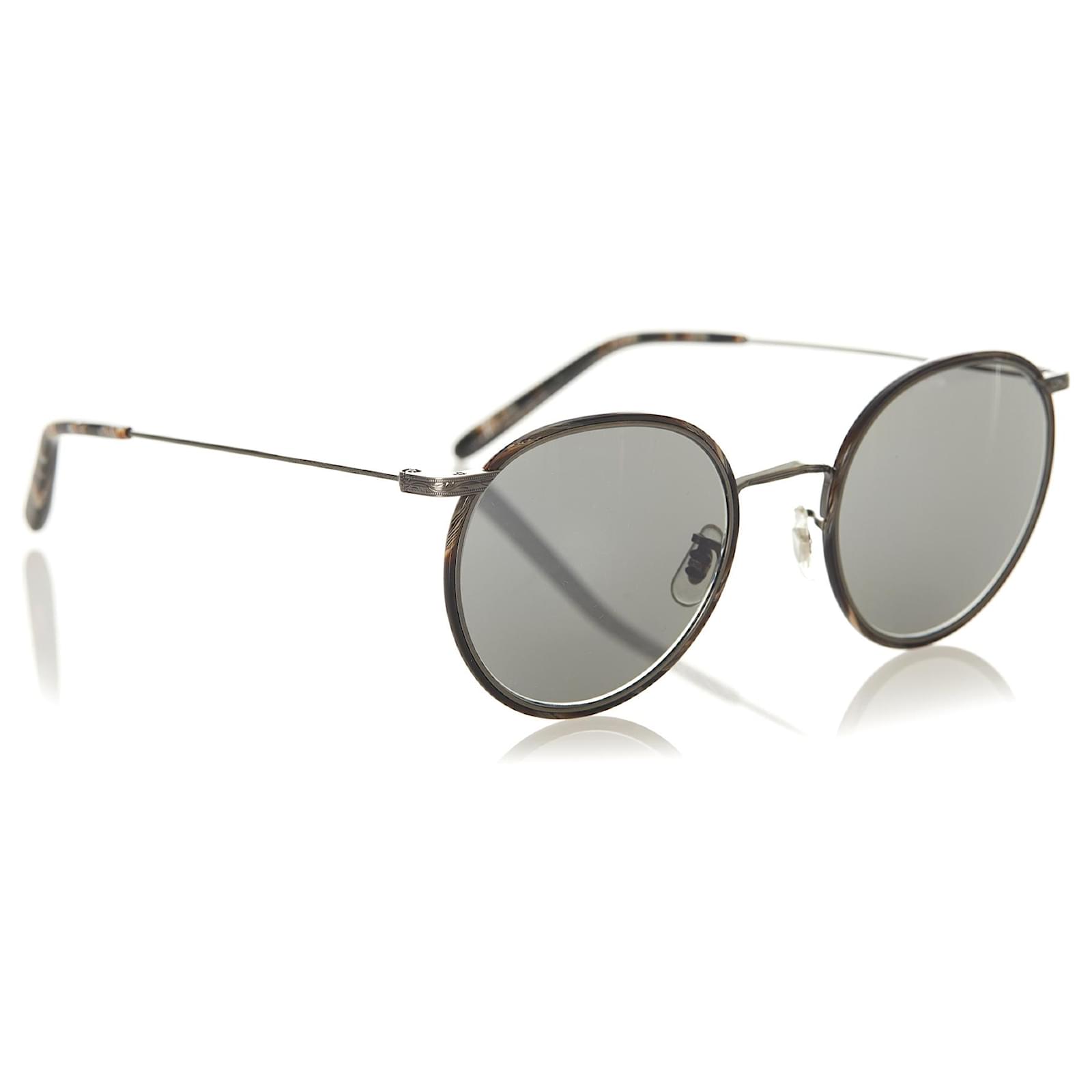 Oliver Peoples Gray Casson Round Tinted Sunglasses Black Grey Dark grey  Metal Plastic  - Joli Closet