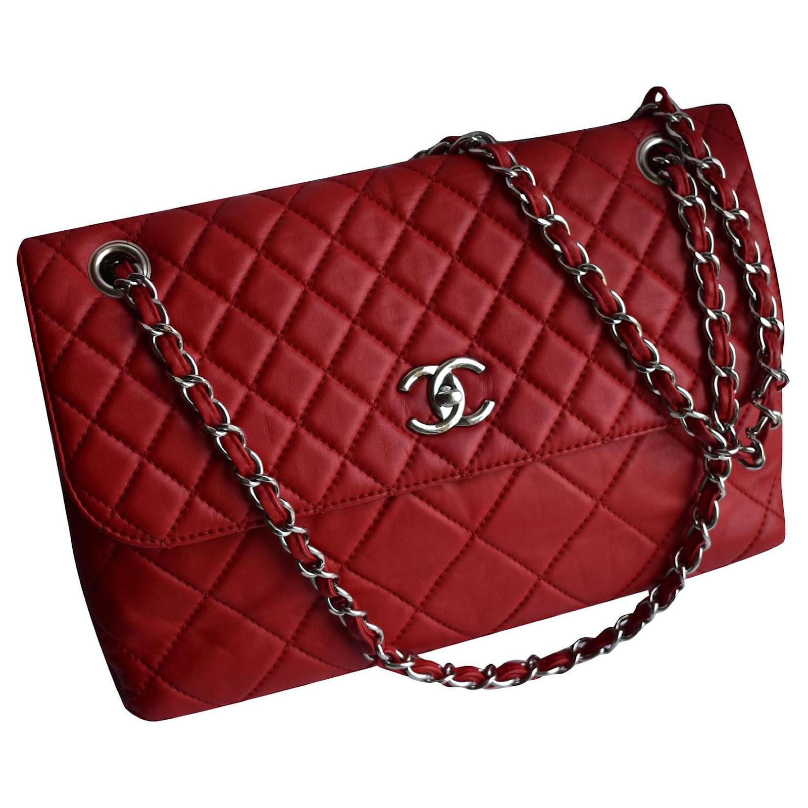 Chanel Jumbo Quilted Flap Bag Timeless Red Dark red Leather ref.348748 -  Joli Closet
