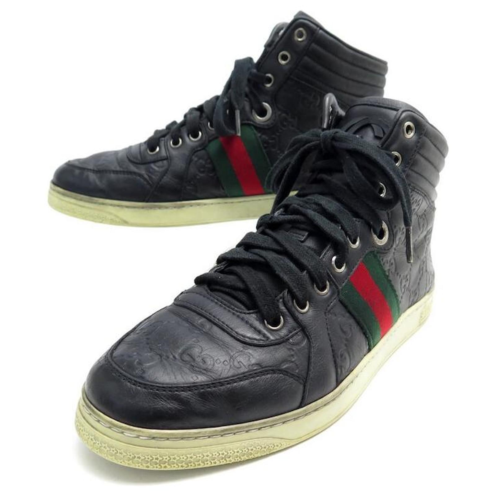 GUCCI SNEAKERS GG SIGNATURE HIGHTOP 221825 6 It 41 LEATHER SNEAKERS Black  ref.348888 - Joli Closet