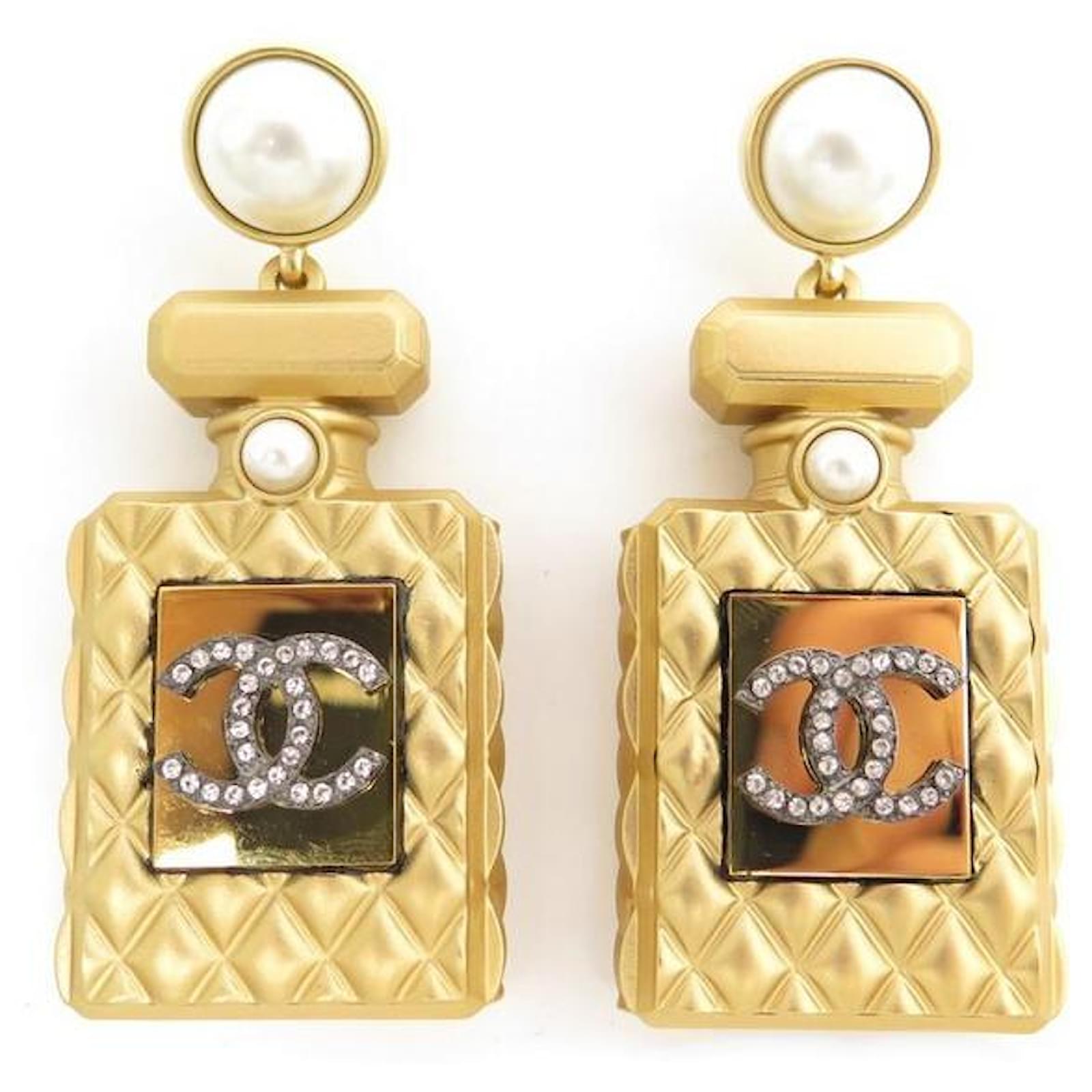 Vintage Chanel earrings perfume bottle logo