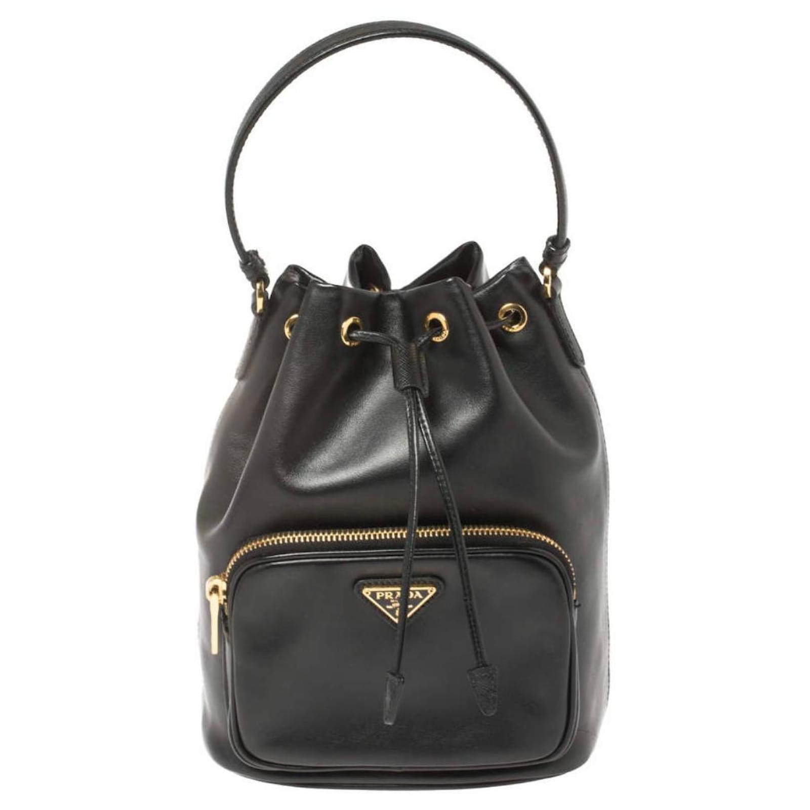Prada Duet leather shoulder bag Black ref.349156 - Joli Closet