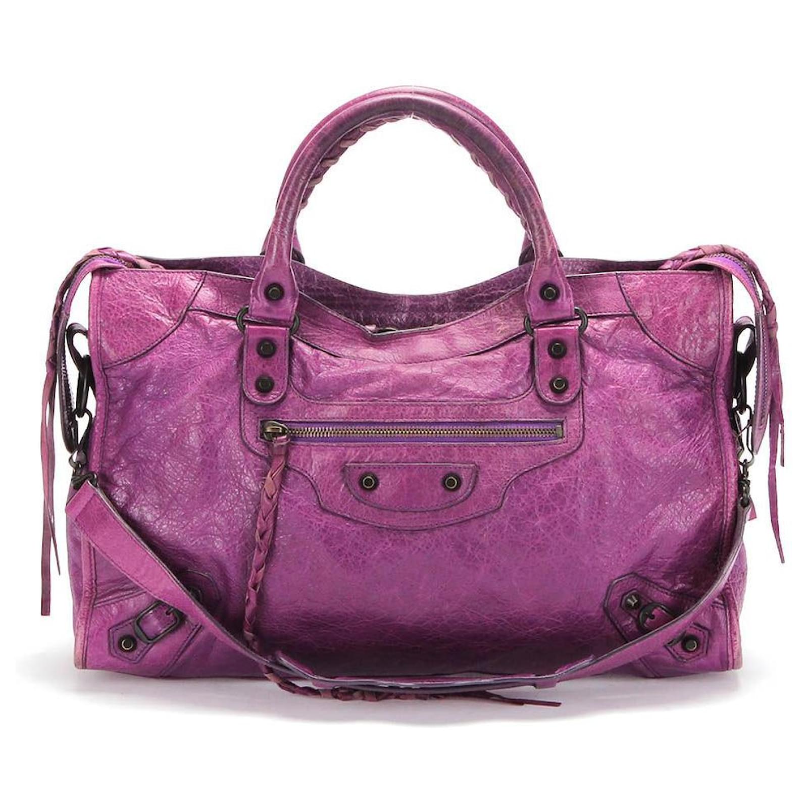 Balenciaga the City 2 Way Shoulder Bag 115748 in purple Leather