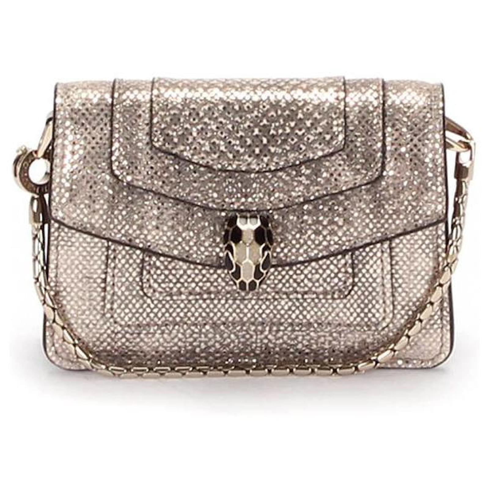 Bulgari Cellpenti Chain Shoulder Bag in Gold Golden Metallic Leather   - Joli Closet