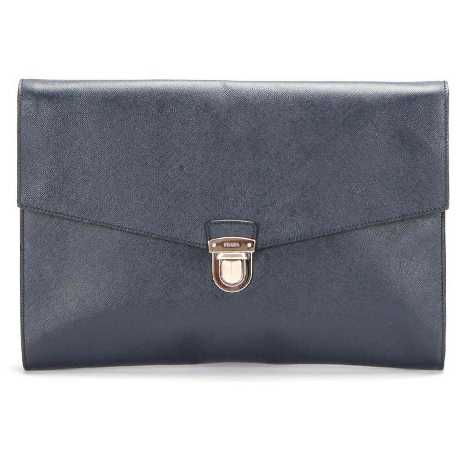 Pochette En Cuir Grainé Lulu Guinness - Bleu Marine Et Rouge - Neuf Sans étiquette
