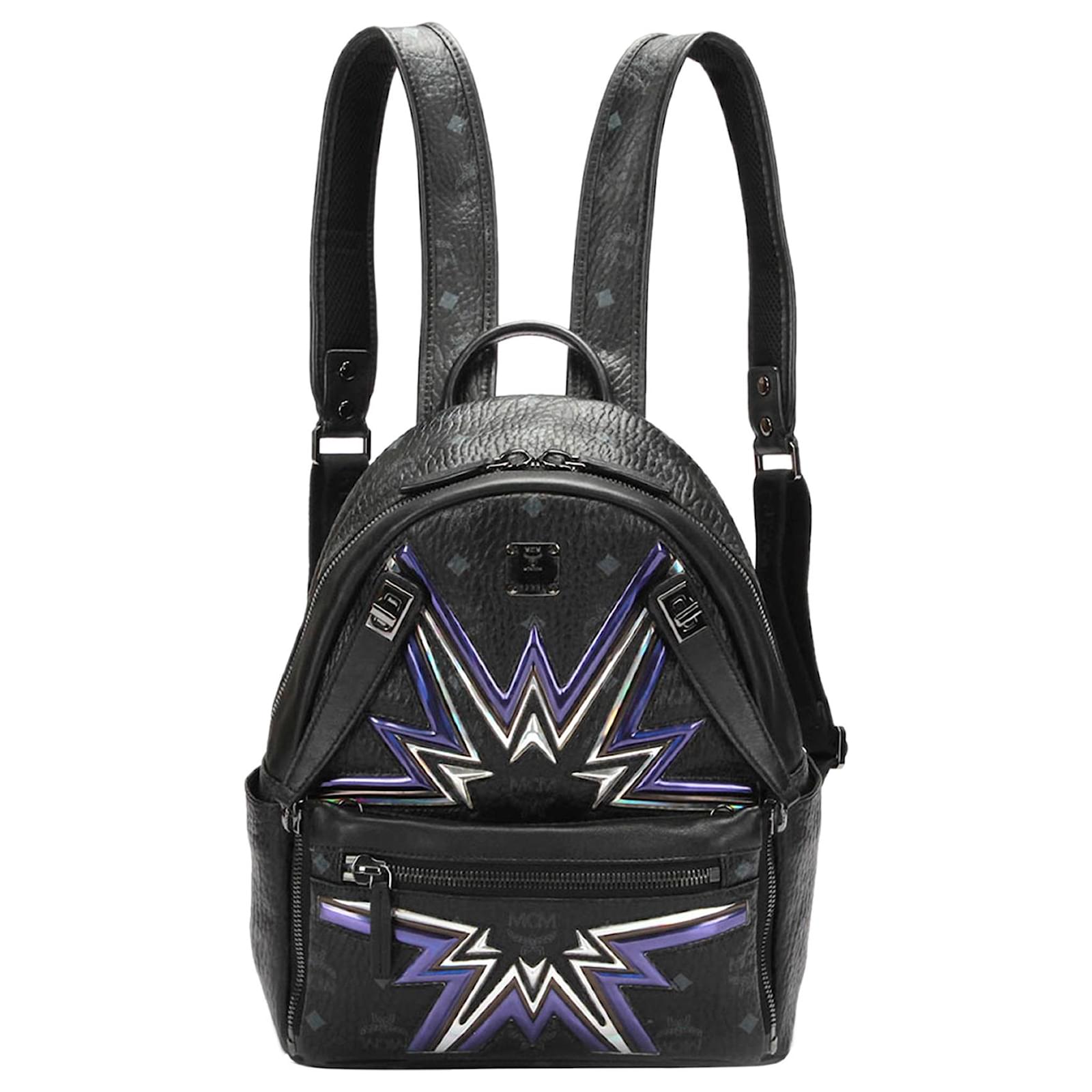 MCM Visetos Dual Stark Cyber Flash Backpack Black 1286615