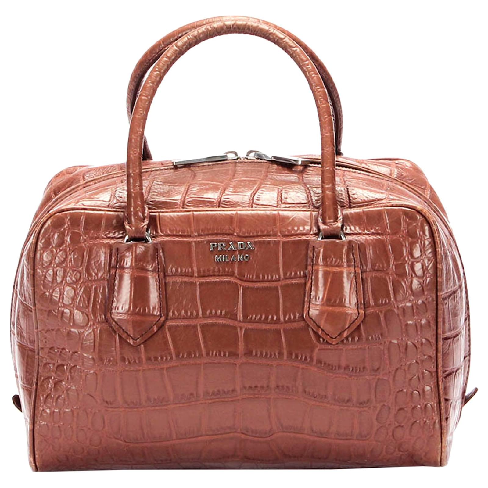 Prada Bicolor Calf Leather Bos Taurus Handbag