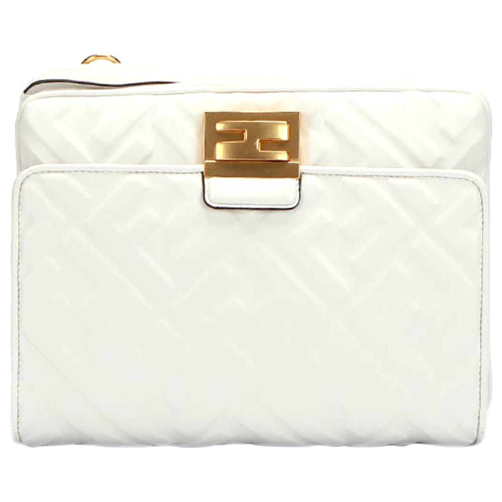 Fendi White Zucca Embossed Leather Belt Bag Pony style calfskin ref.350424 Joli Closet