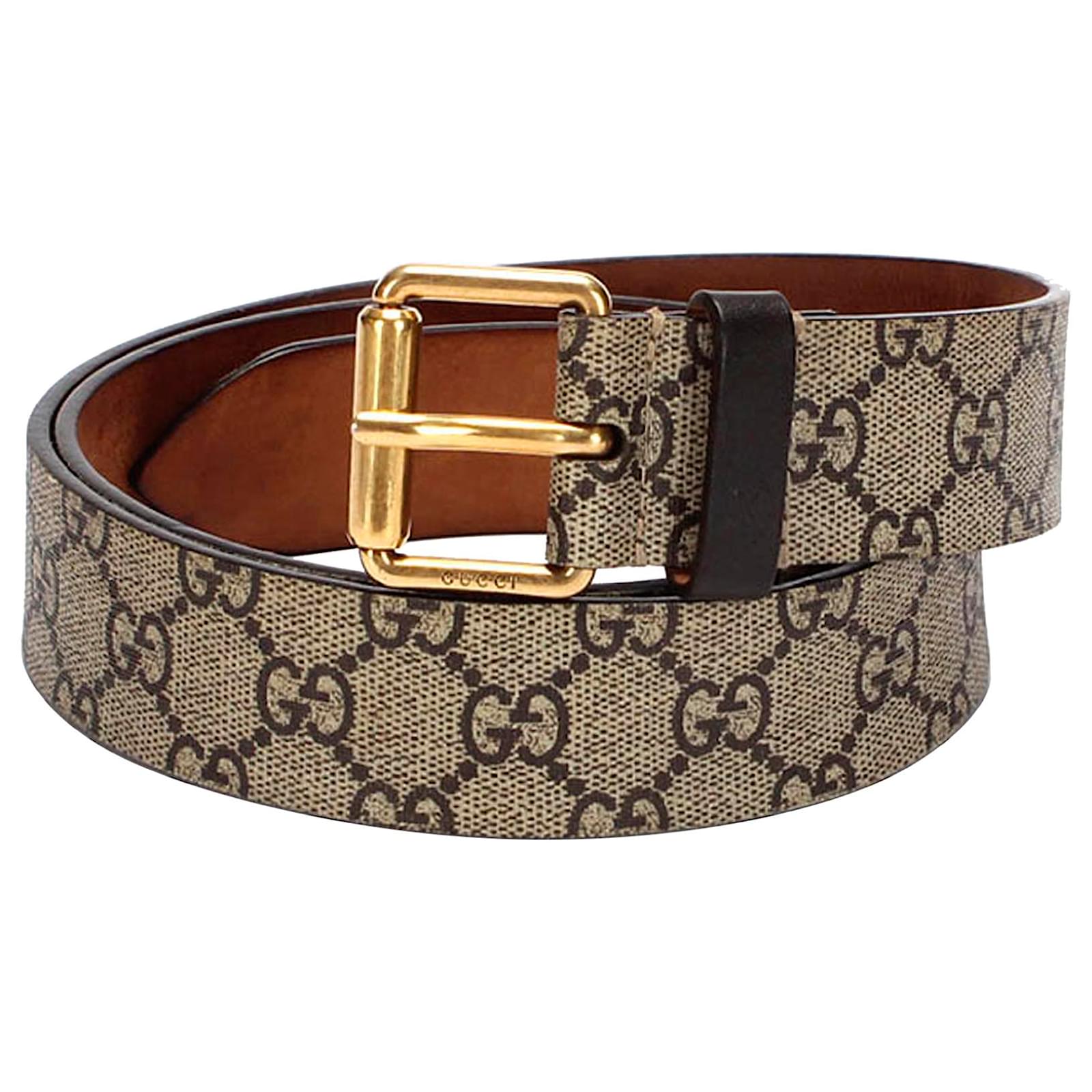 Cintura Gucci in tela GG marrone Beige D'oro Pelle Vitello simile a un  vitello Panno ref.350431 - Joli Closet