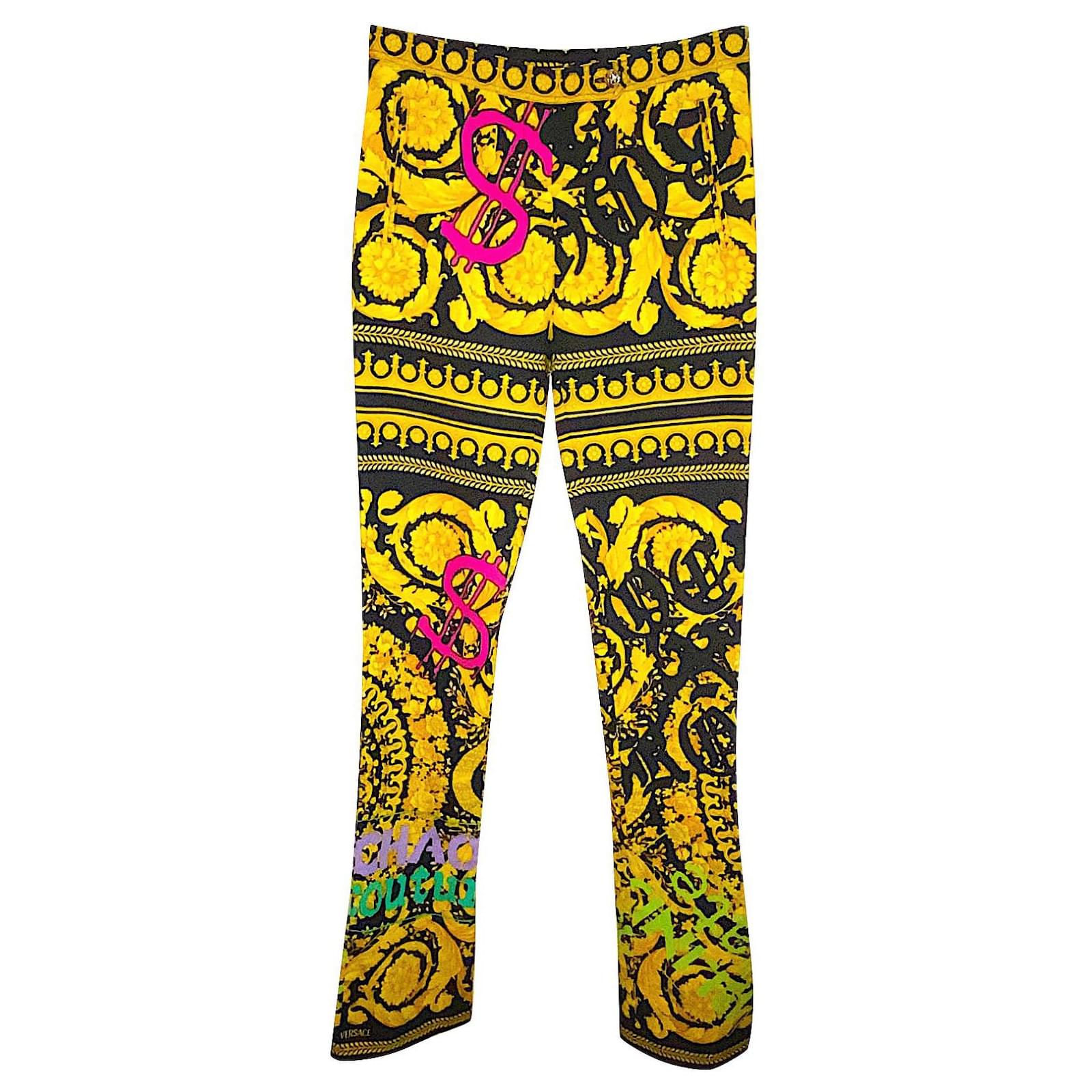Gianni Versace Rare Graffiti Motif Baroque Pants Multiple