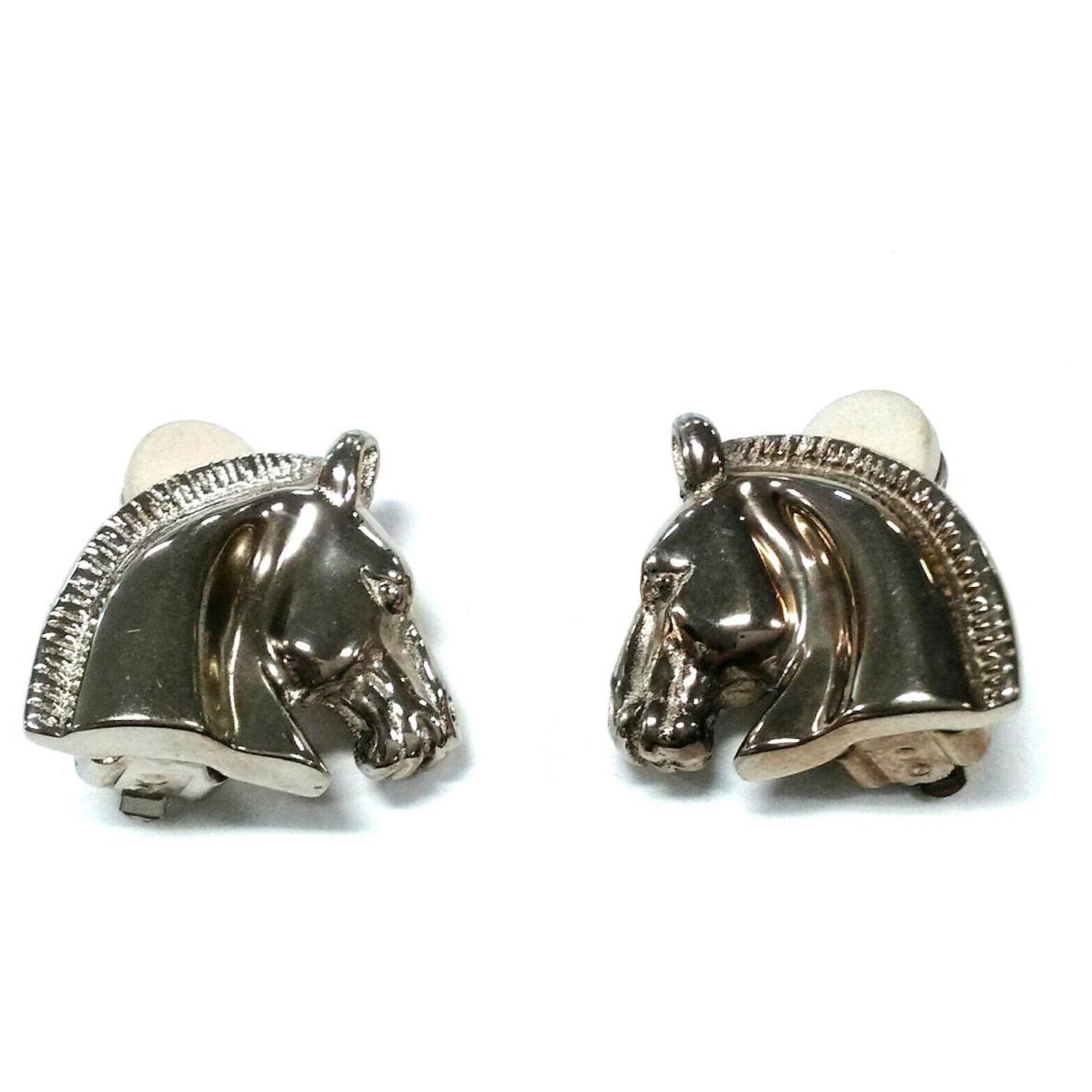 Boucles D'oreilles Pendantes Cheval Argenté - Métal Acrylique, Neuves Sans Emballage