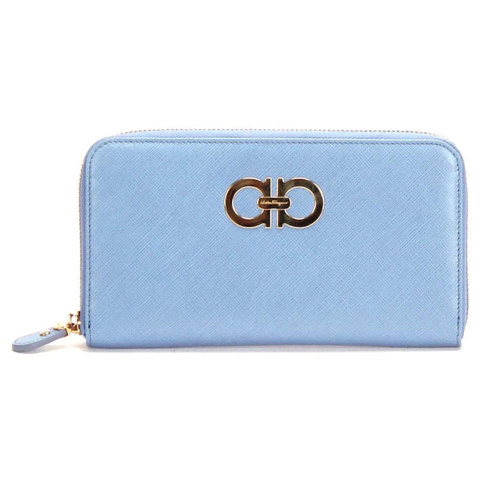 blue ferragamo wallet