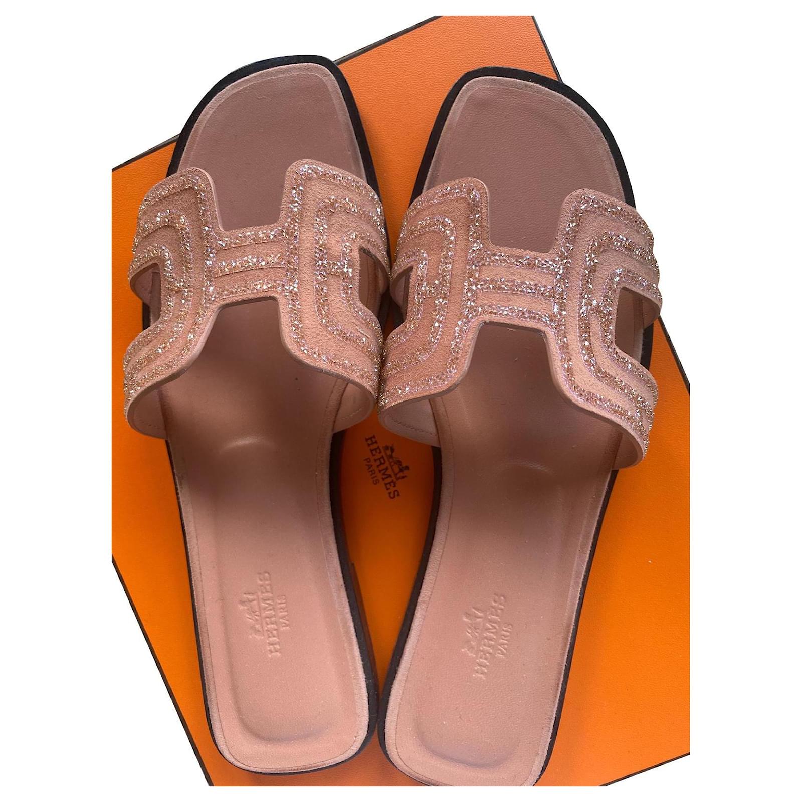 hermes rhinestone sandals