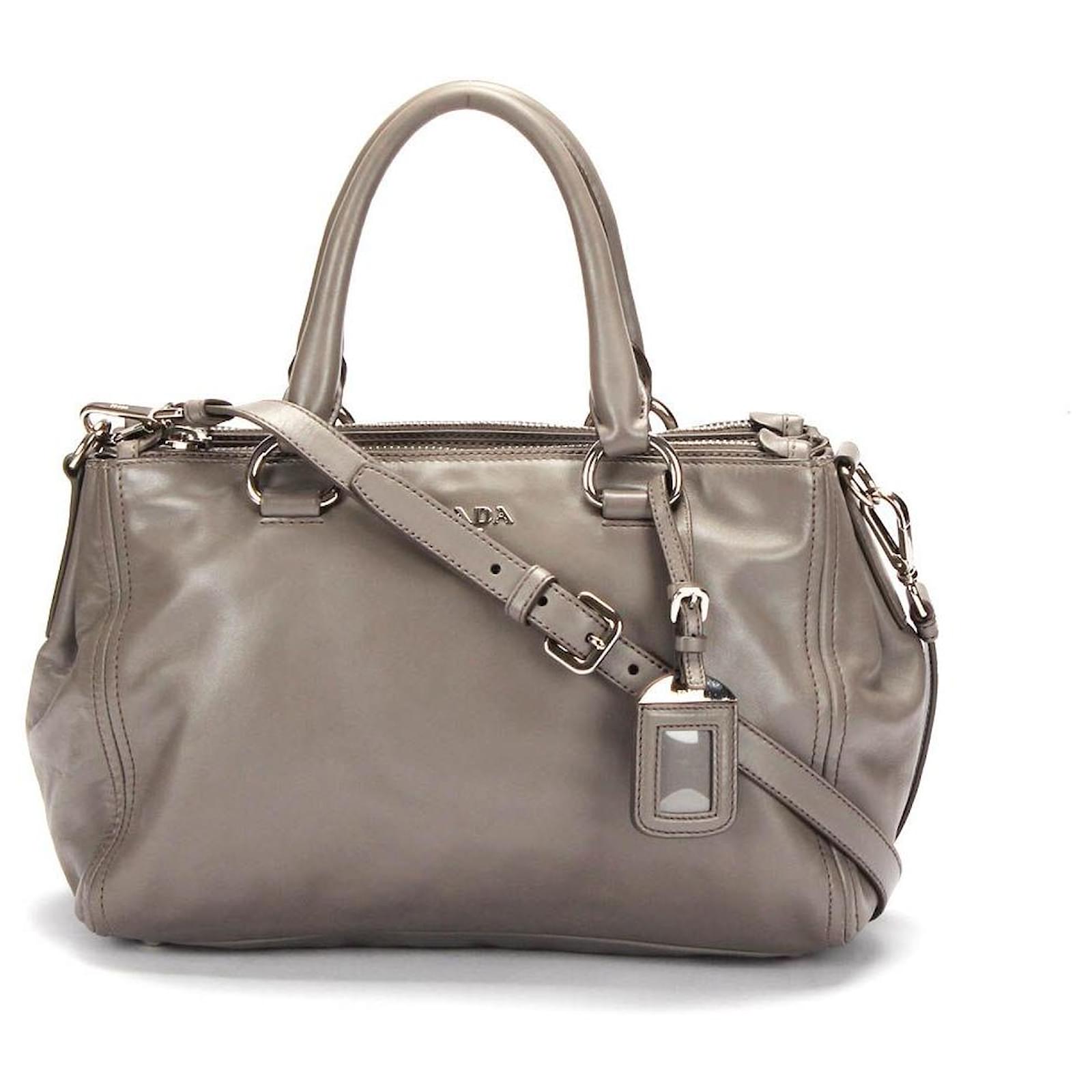 Prada Argilla Leather Tote Bag in Gray