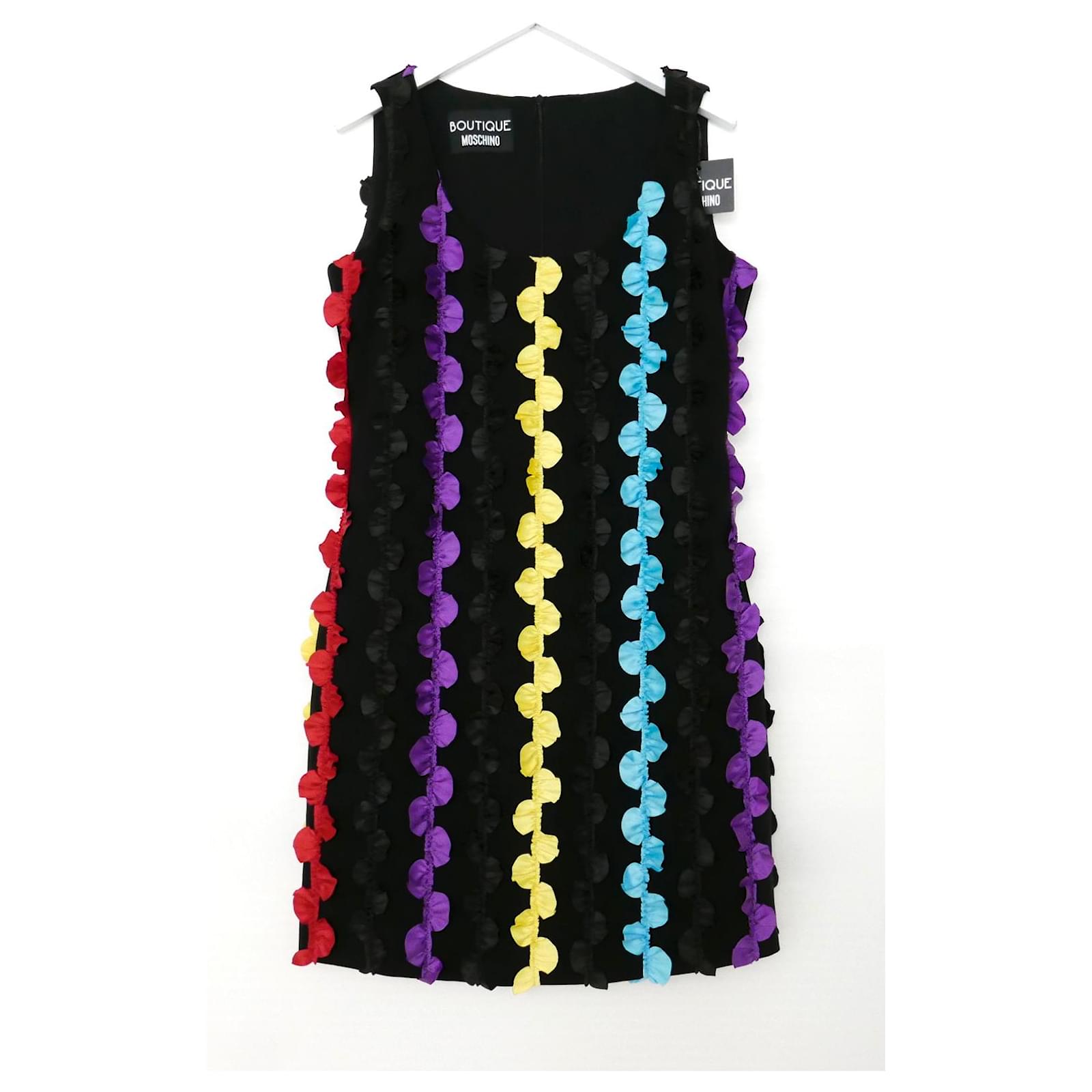 Boutique Moschino Abito con volant e nastro con volant Nero Poliestere  ref.351754 - Joli Closet