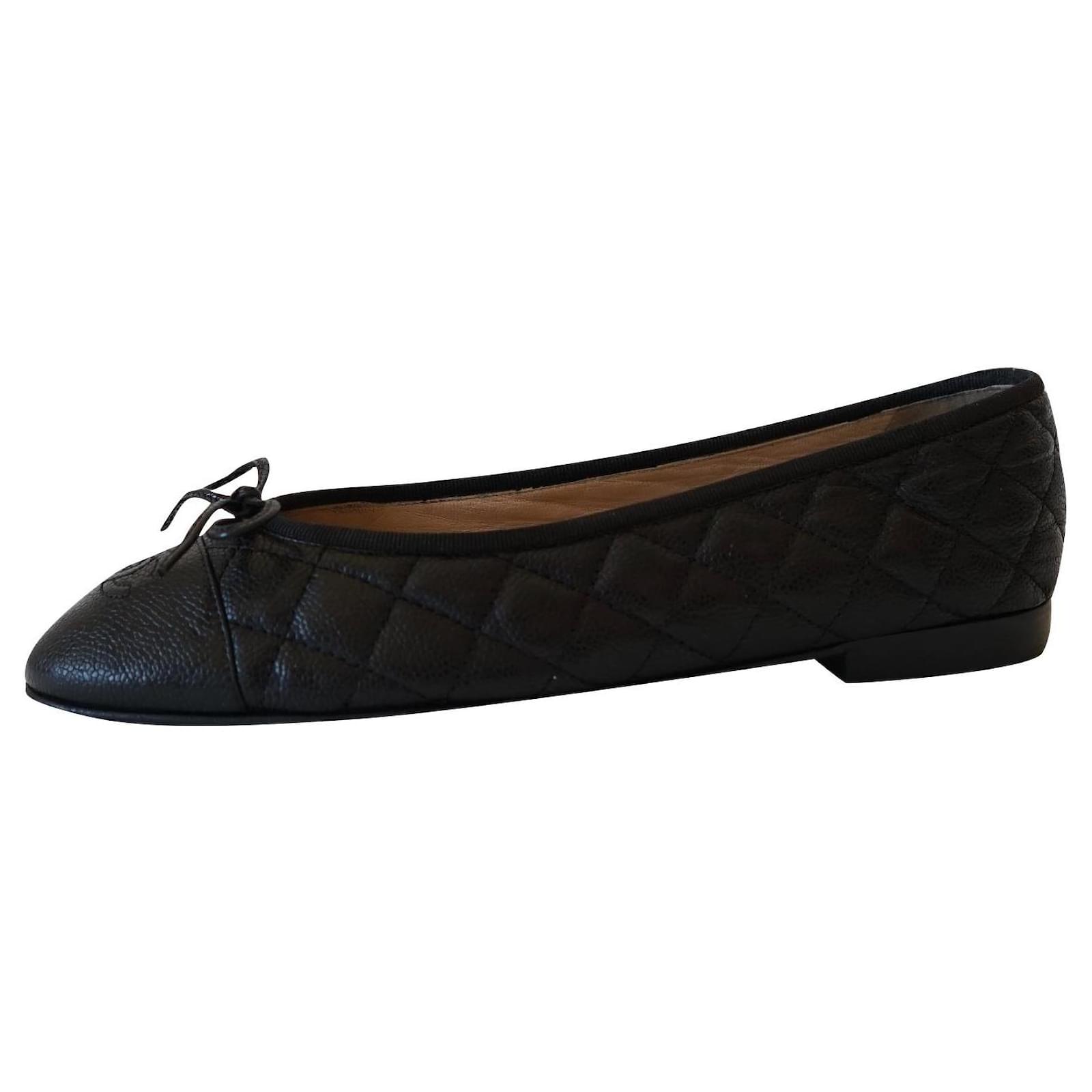 Chanel Ballet Flats Black Leather Ref352035 Joli Closet