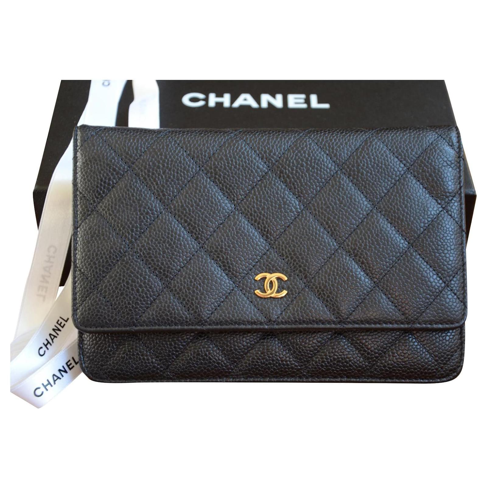 Chanel WOC Wallet on Chain bag Black Gold hardware Leather ref