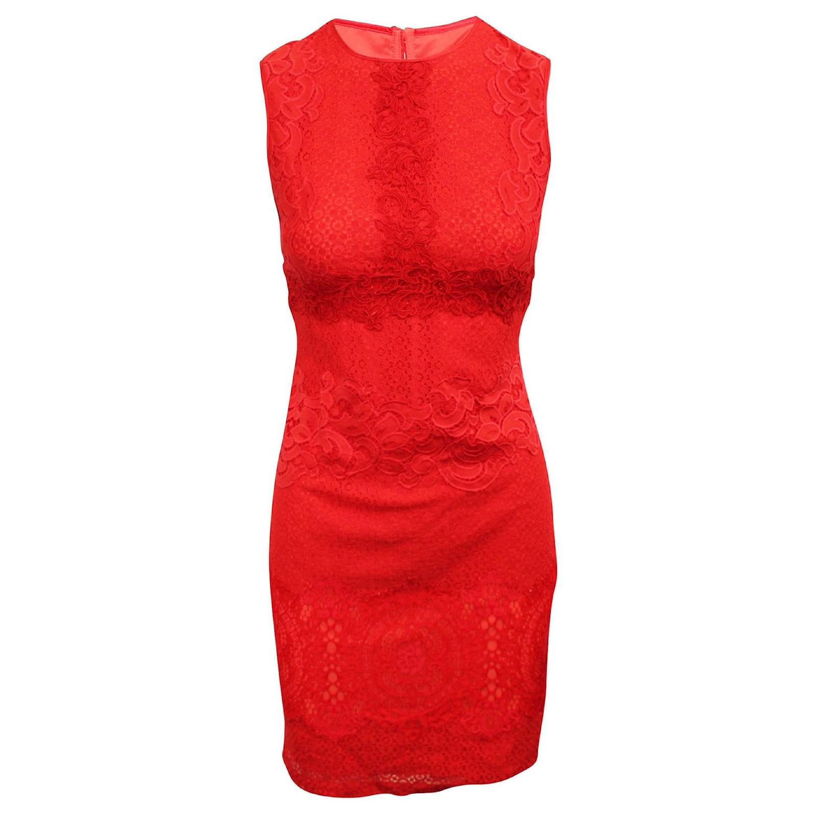 Karen Millen Red Lace Dress Polyamide ...