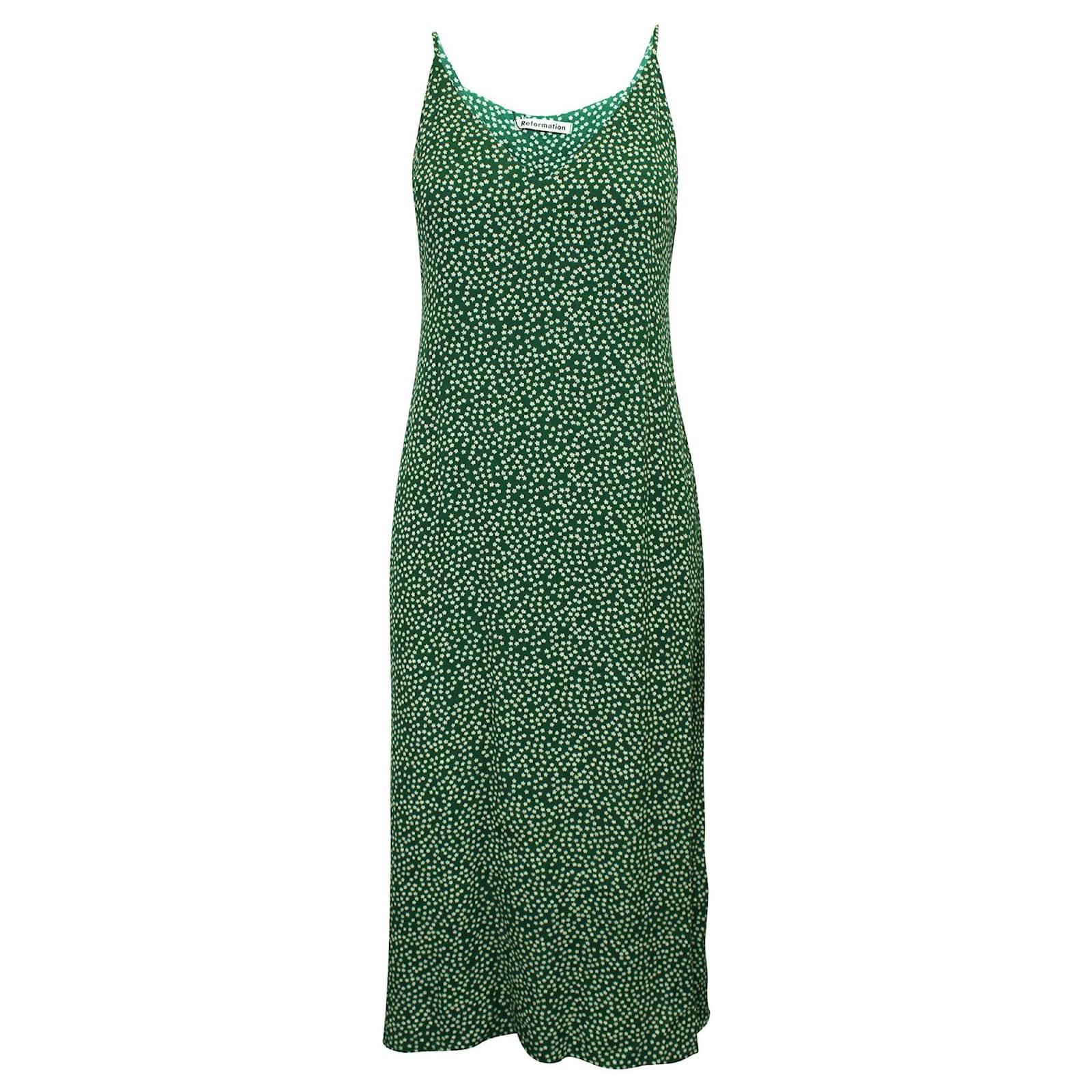 Reformation Green Print Midi Summer Dress Viscose Cellulose fibre  ref.JC352505 (Sold) - Joli Closet