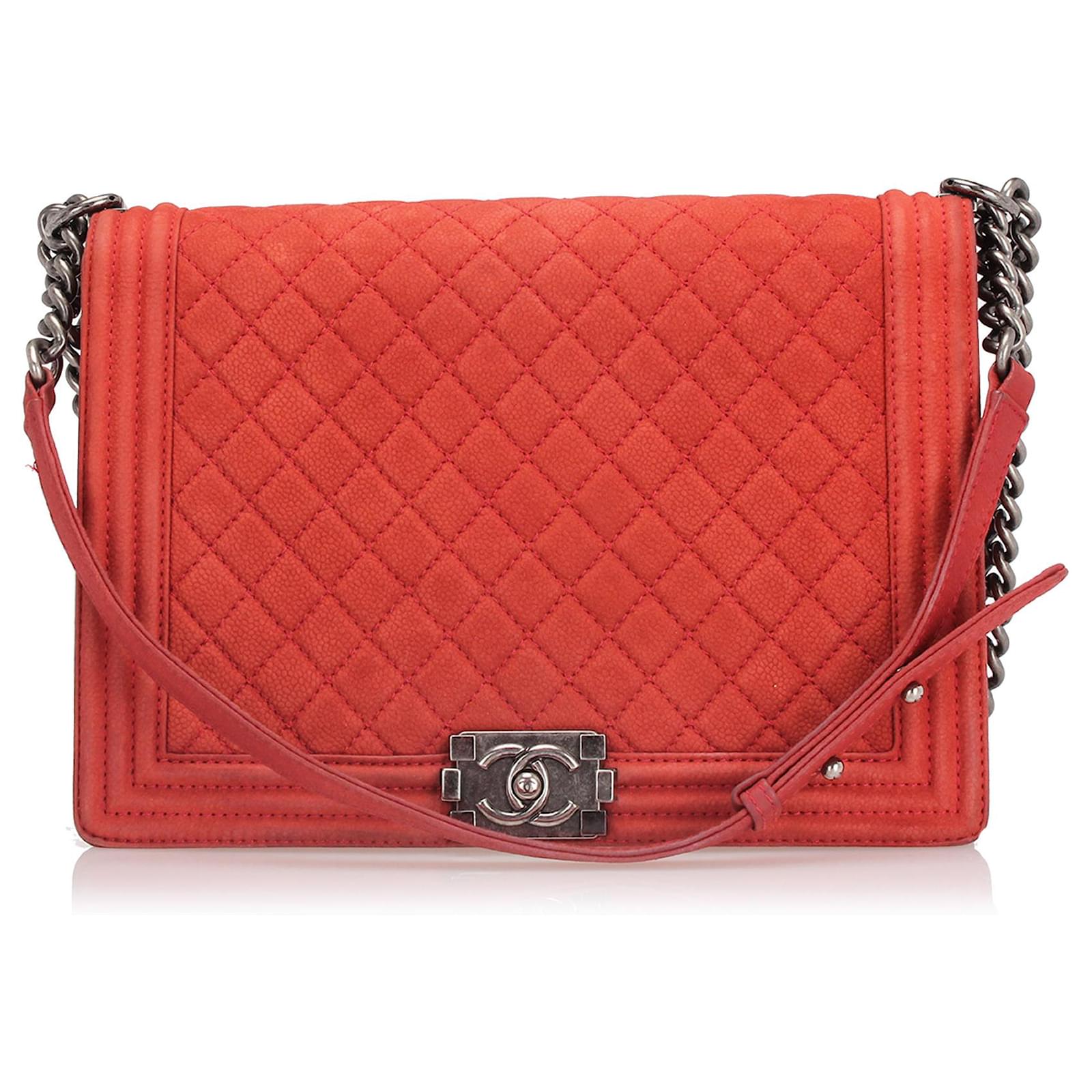 Chanel Red Large Boy Lambskin Leather Flap Bag ref.352684 - Joli Closet