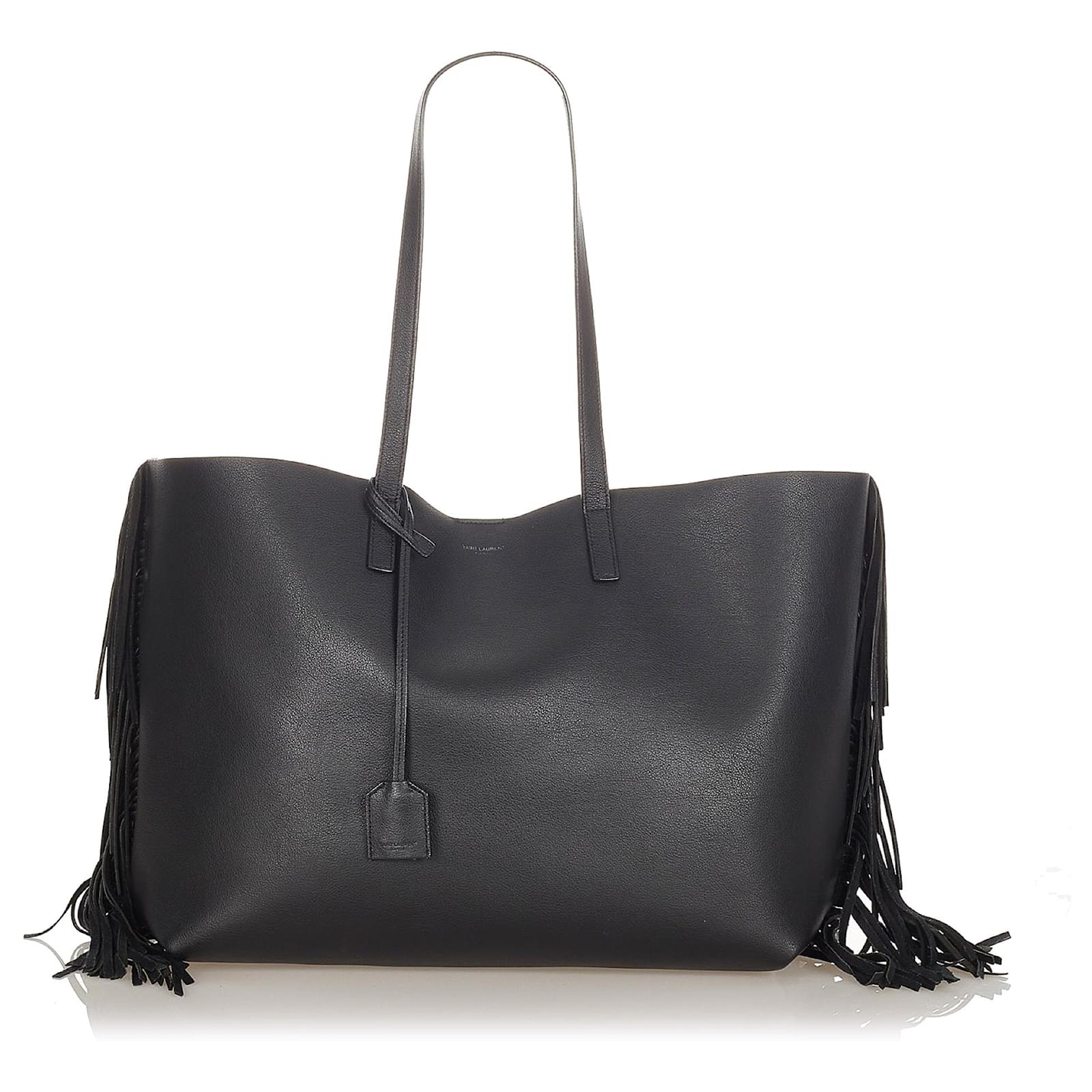 Yves Saint Laurent YSL Black EastWest Leather Tote Bag Pony-style ...