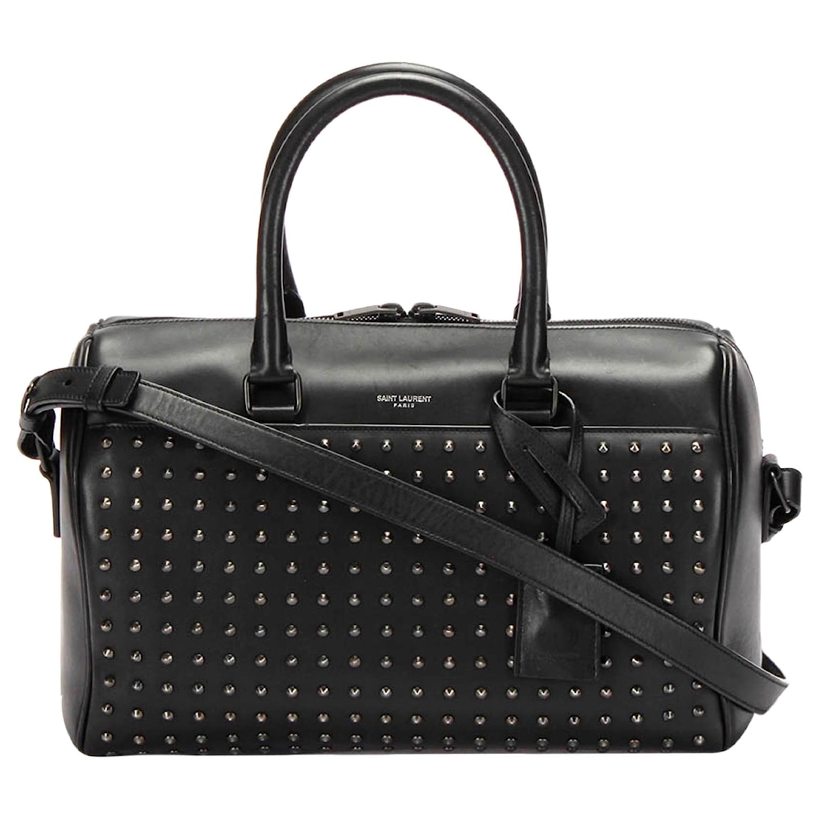 YSL Black Studded Classic Baby Duffle Leather Satchel