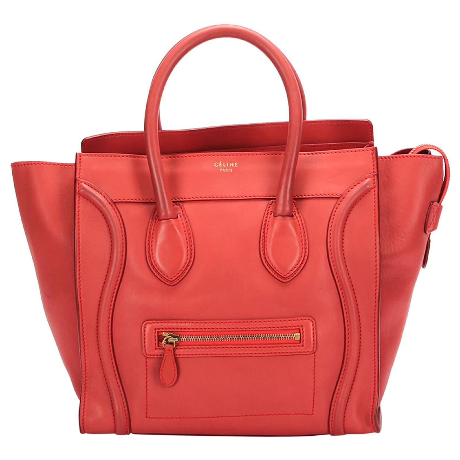 Celine Red Leather Mini Luggage Bag