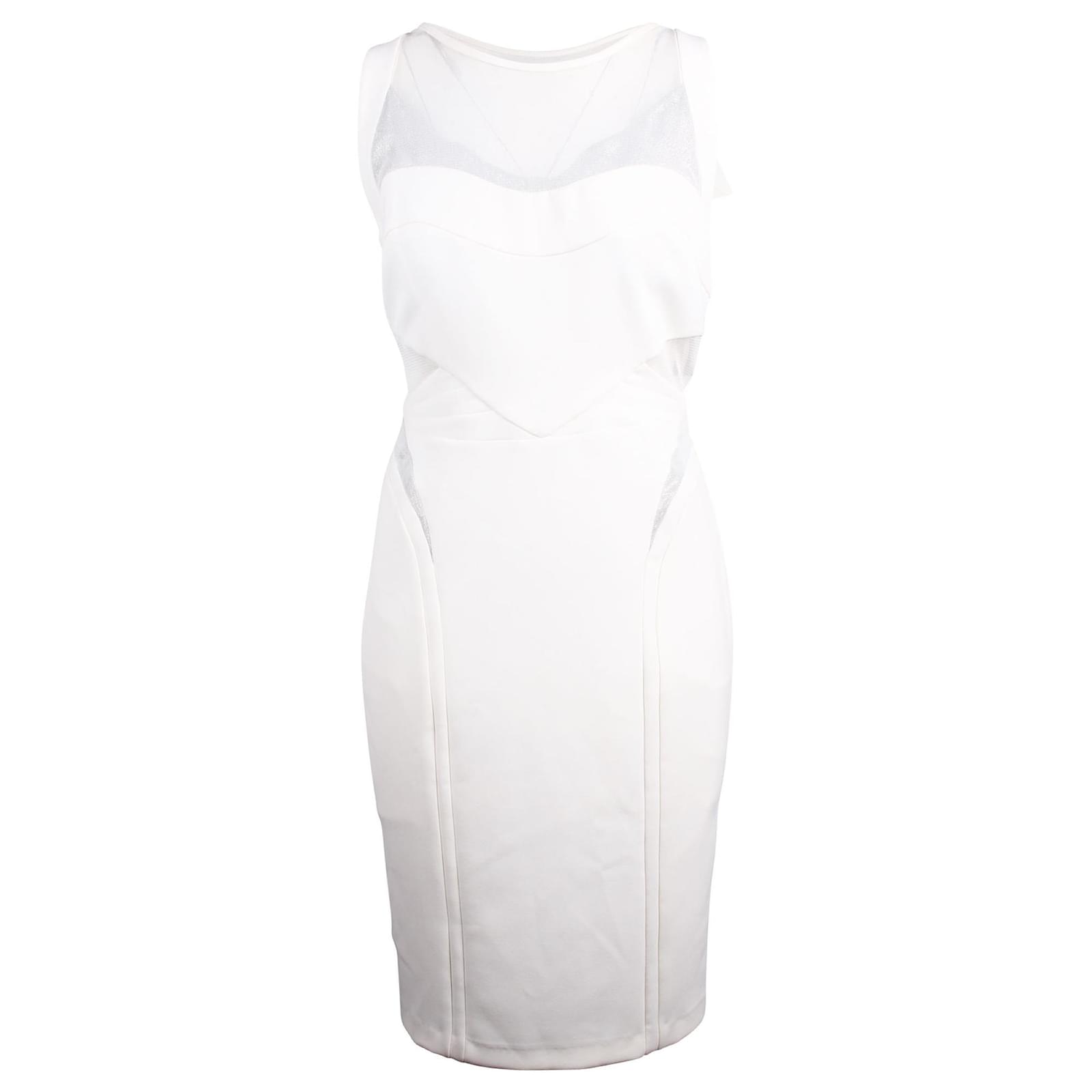 Reiss Cut Out Lace Waits Midi Dress White Polyester