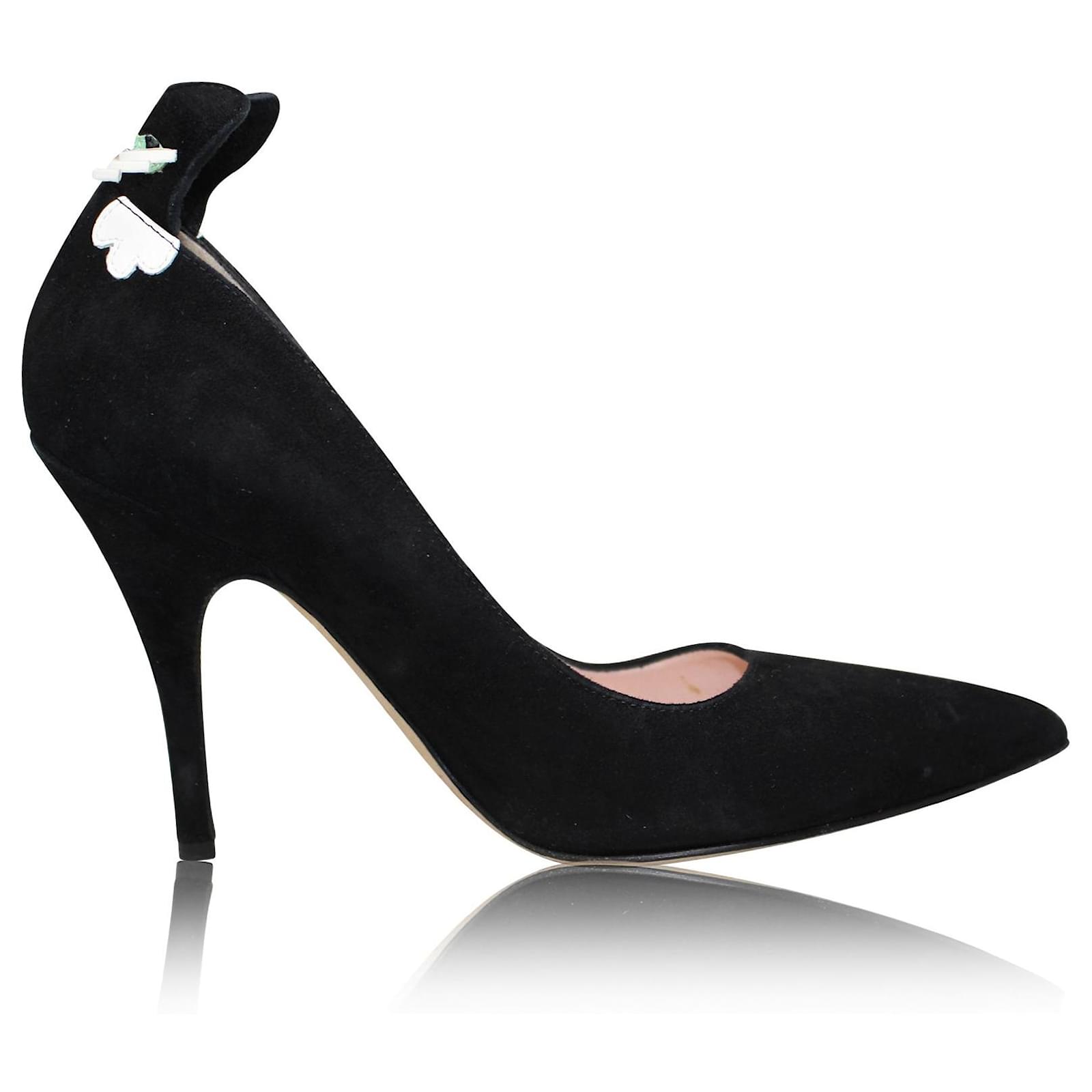 Kate Spade Black Heels With Cat Suede  - Joli Closet