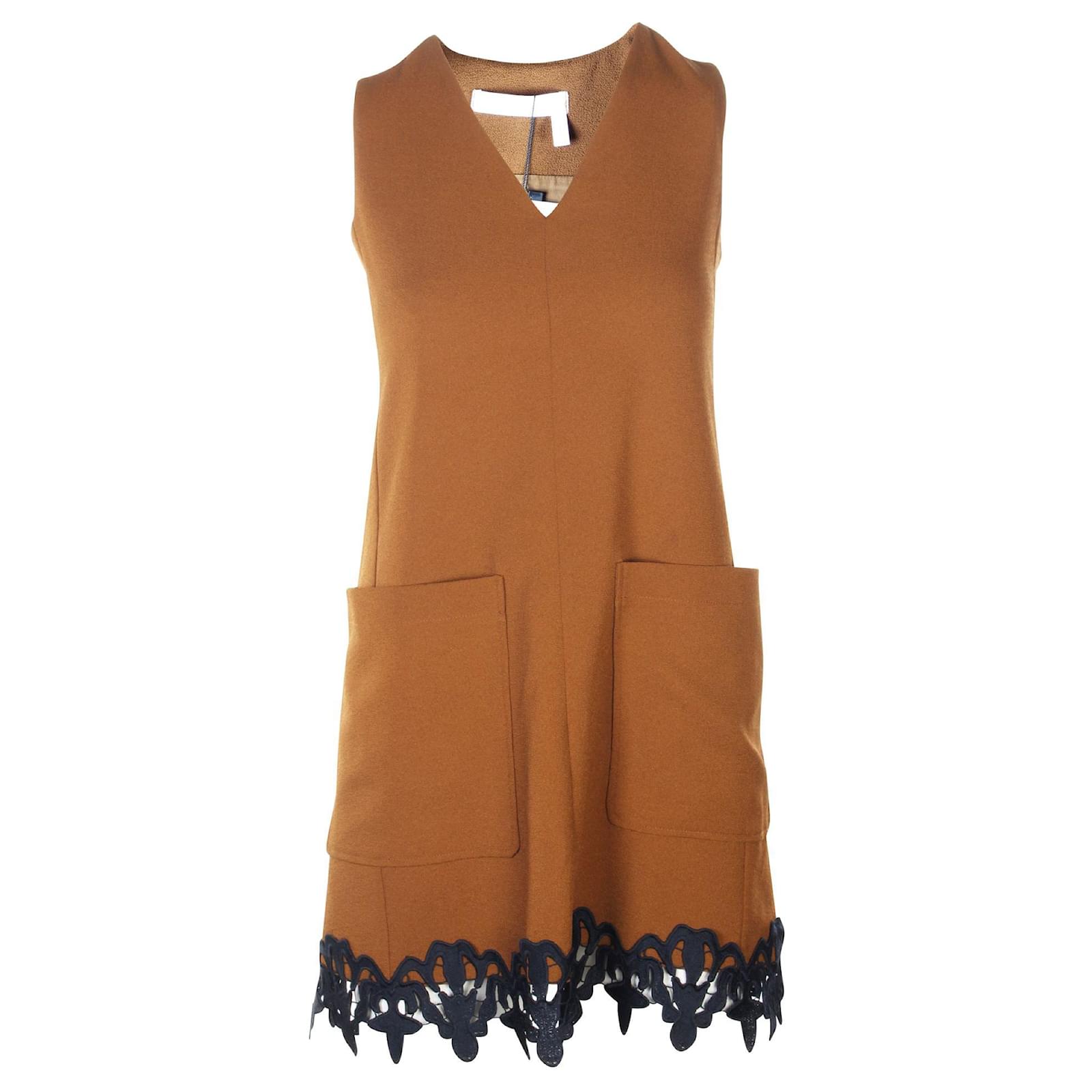 See by Chlo Brown Dress with Lace (Sold) - Joli Closet