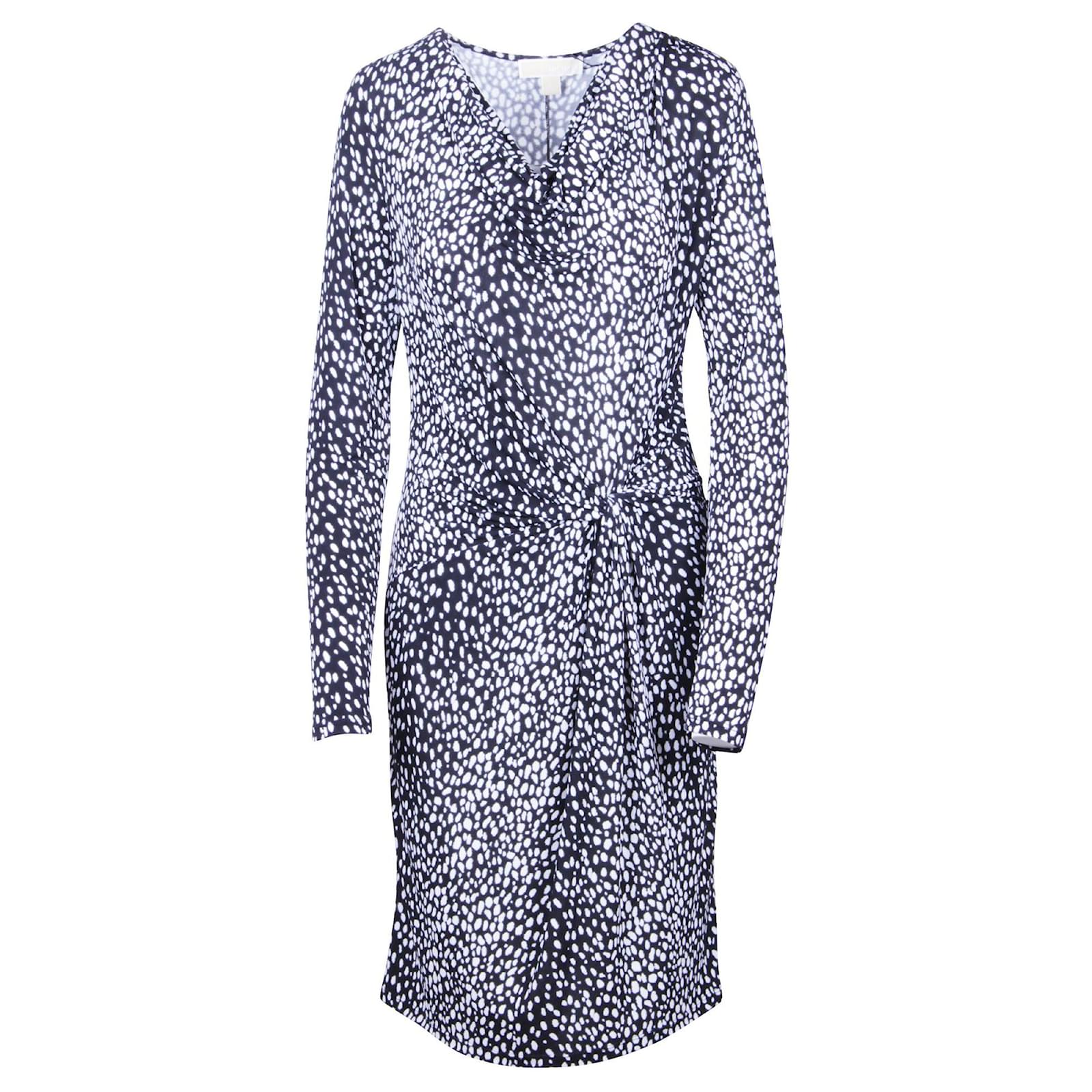 Michael Kors Abito tubino nero con stampa leopardata Poliestere ref.354034  - Joli Closet