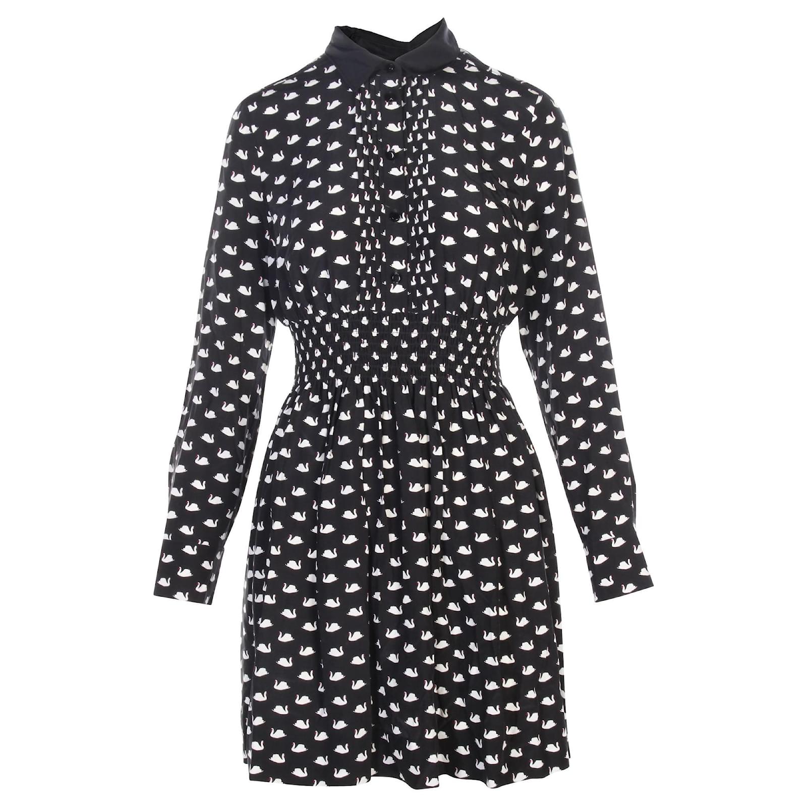 Kate Spade Swan Printed Dress Black 
