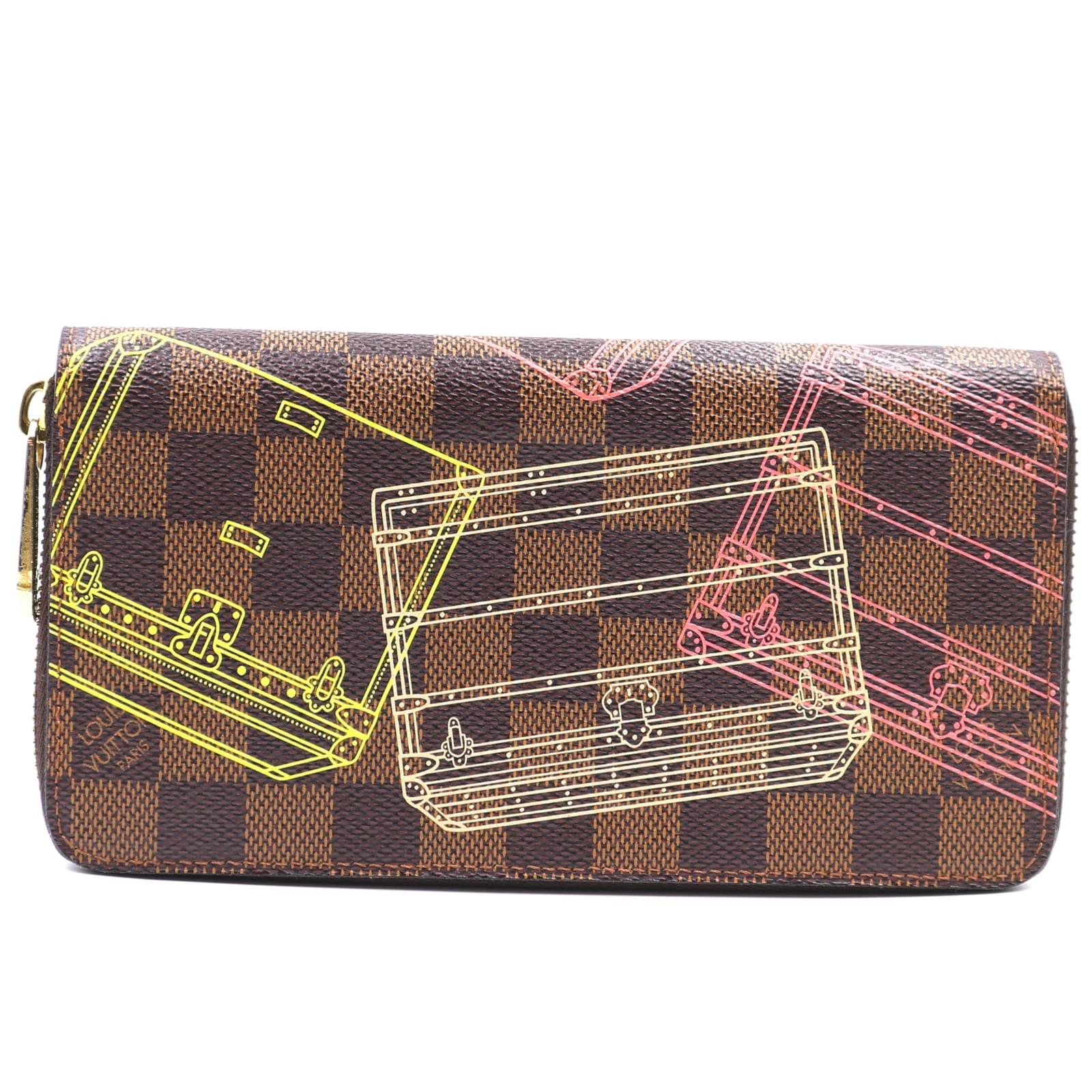 Louis Vuitton Damier Ebene Trunks Zippy Long Wallet Brown Leather  ref.354436 - Joli Closet