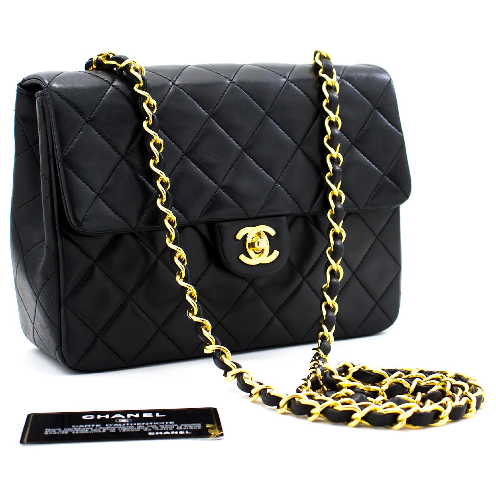 CHANEL Mini Square Small Chain Shoulder Bag Crossbody Black Purse Leather  ref.354991 - Joli Closet