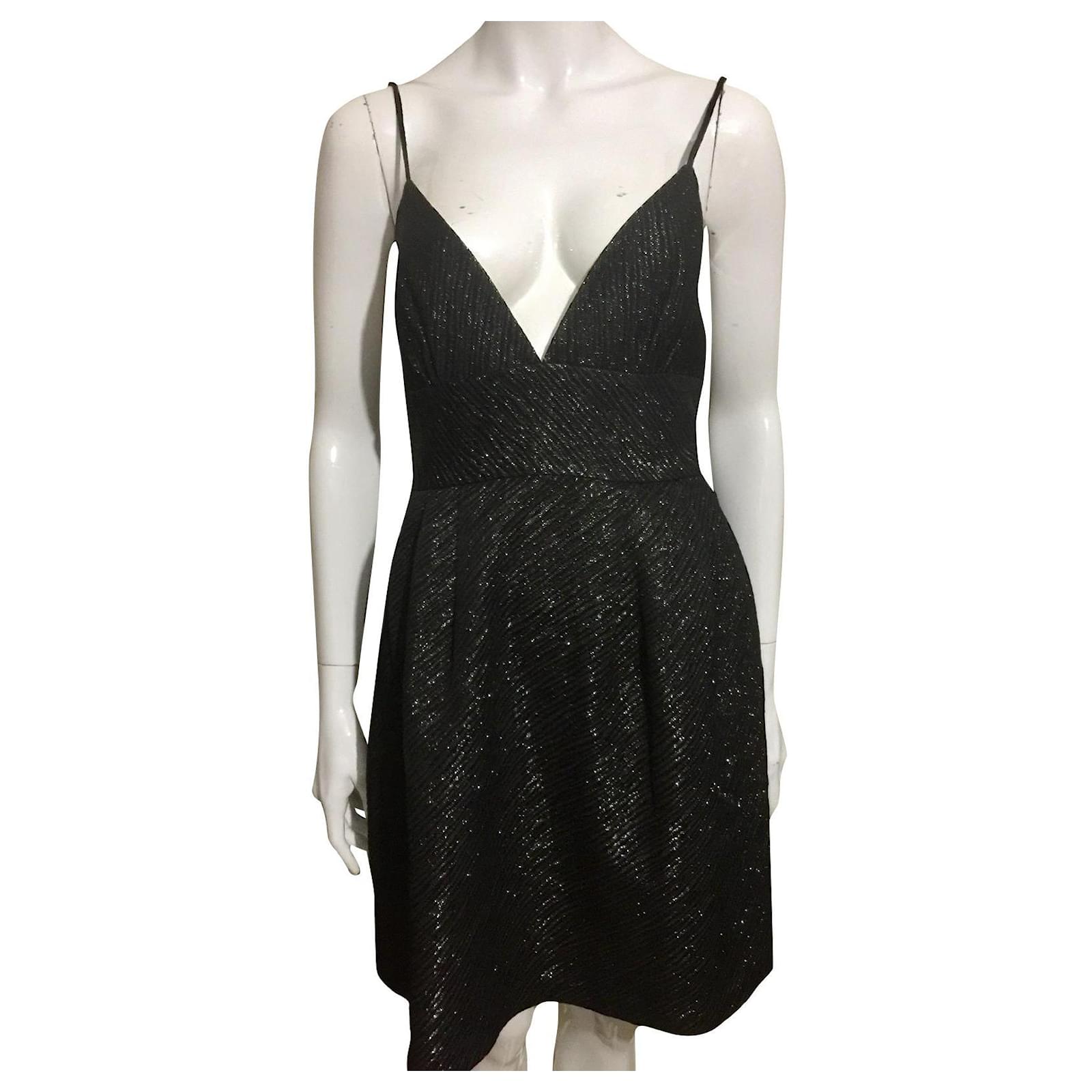 Milly black and silver cocktail dress Silvery Wool Acetate ref.355199 ...