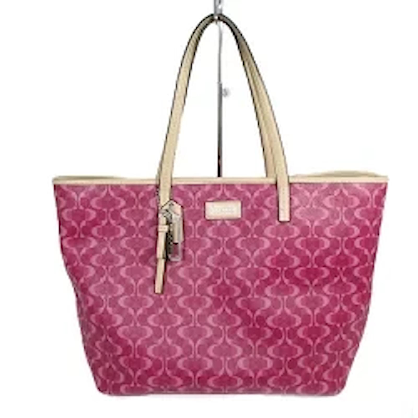 Used] COACH Coach Signature Tote Bag F25673 Pink x Beige PVC Leather  ref.355204 - Joli Closet