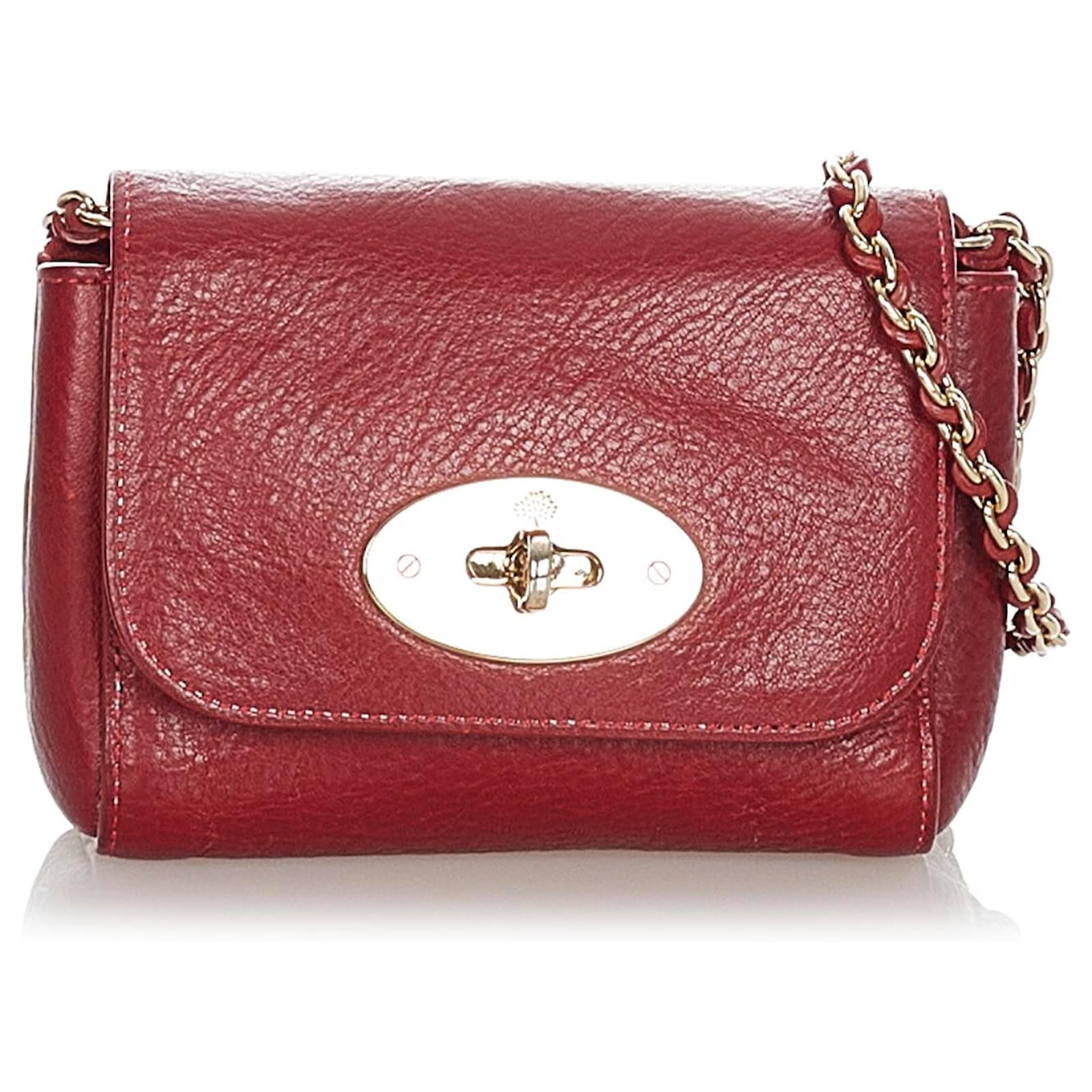 Mulberry Red Mini Lily Leather Crossbody Bag Pony-style calfskin