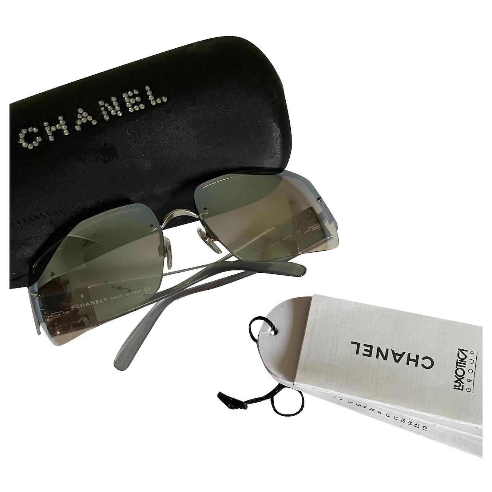 Chanel Brown Interlocking CC Logo Shield Sunglasses
