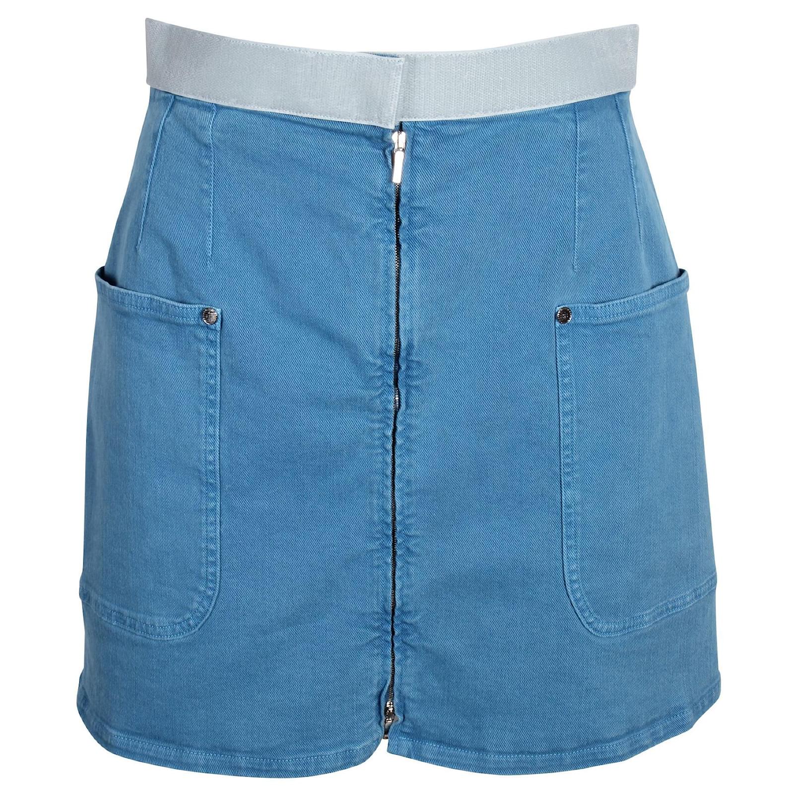 Mini-jupe en jean et dentelle en bleu – Blumarine Mini-jupe en jean et dentelle en bleu – Blumarine