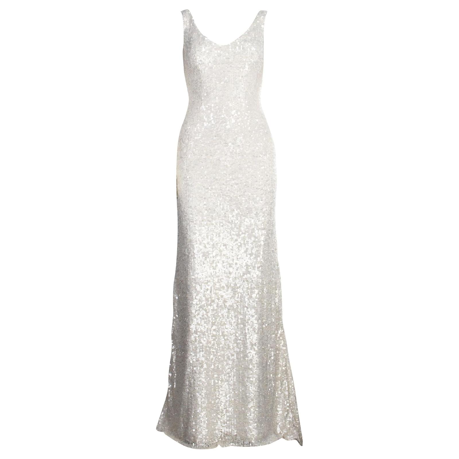 Autre Marque Vestido de noche de lentejuelas Blanco Nylon ref