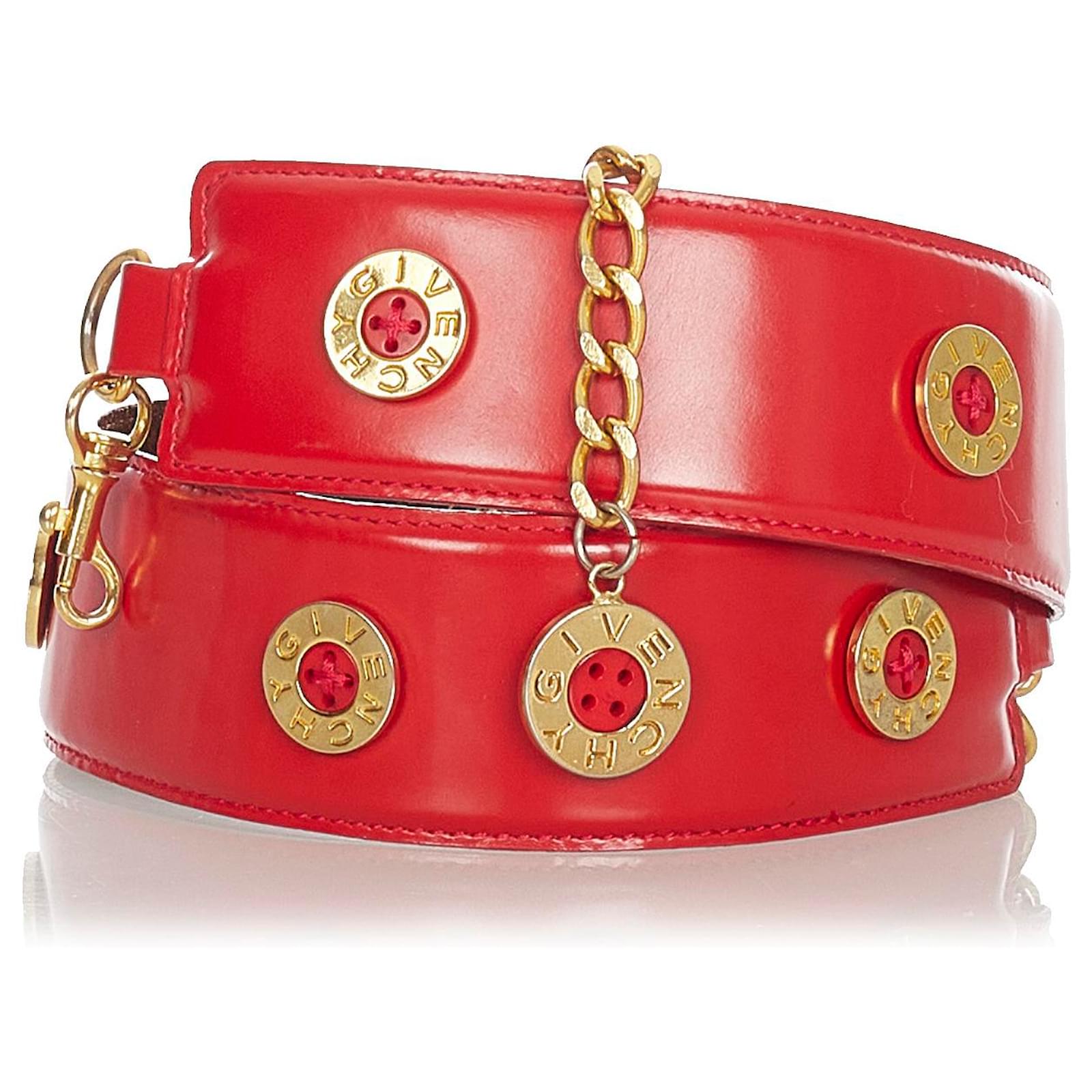 Givenchy Red Chain Leather Belt Golden Metal Pony-style calfskin   - Joli Closet