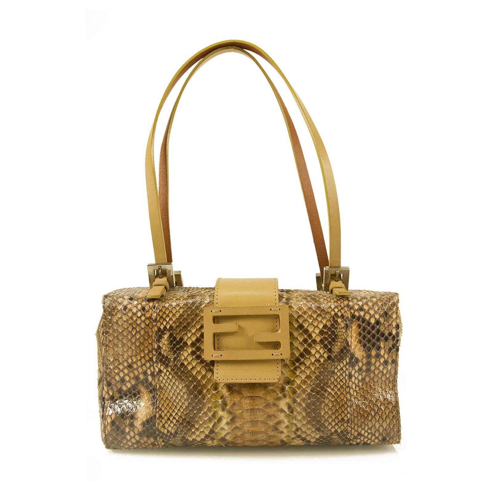 Fendi Python Leather Box Bag Shoulder Evening Handbag Purse