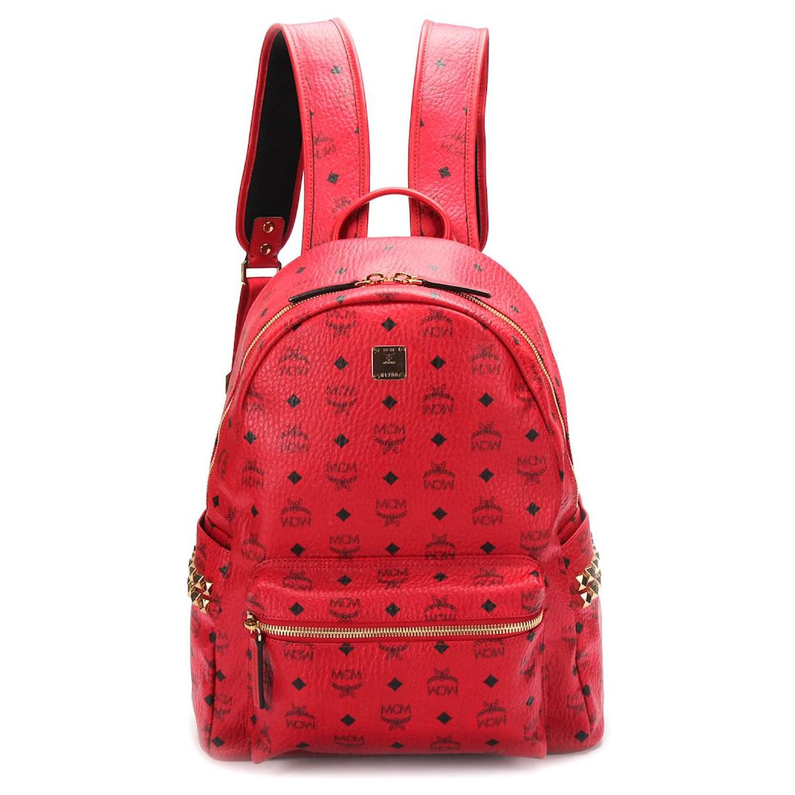 Medium Backpack Red Mcm Backpack With Studs Real Wt Red Mcm
