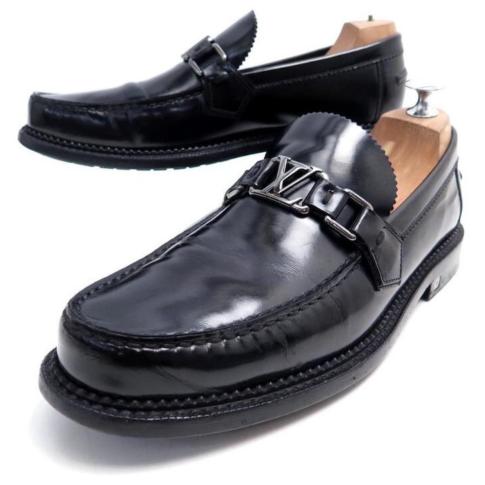 LOUIS VUITTON LOAFERS 6 40 BLACK LEATHER LOAFERS SHOES ref.357817