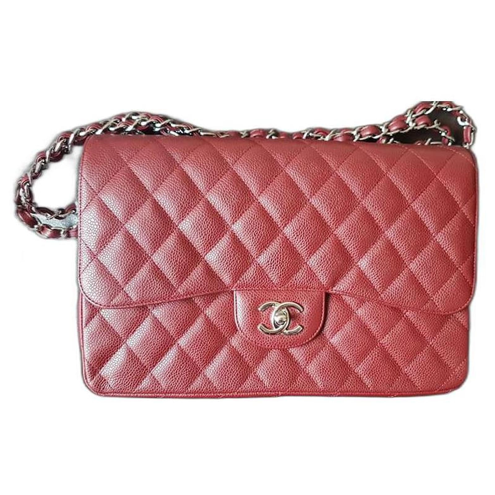 Chanel Timeless Classic Jumbo Bag Dark red Leather ref.357947 - Joli Closet
