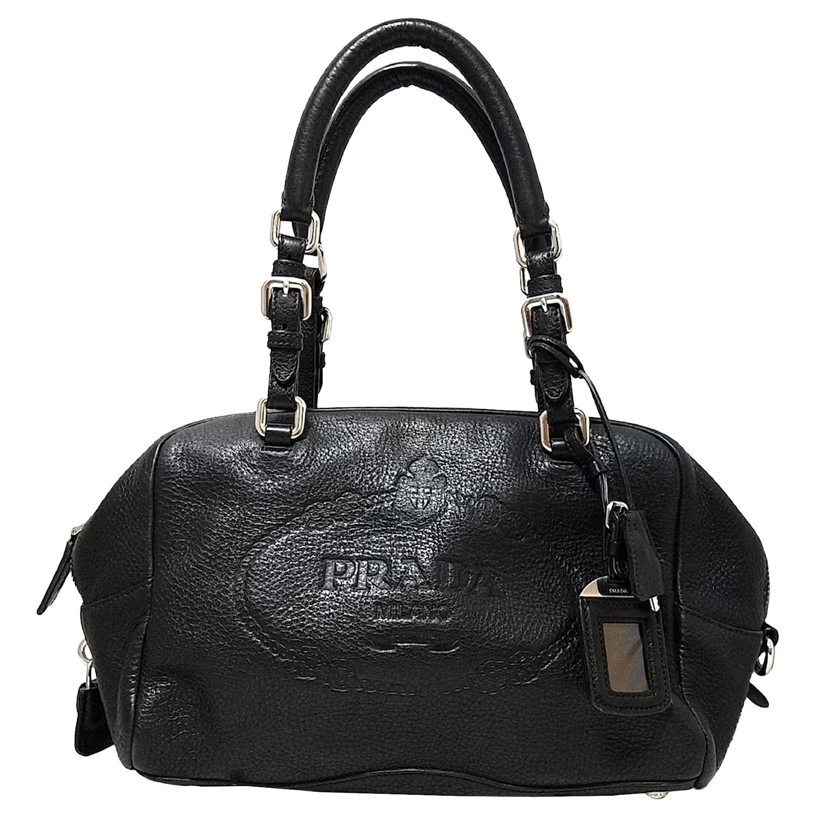 Prada Vitello Daino Pebbled Leather Belt Bag in Black