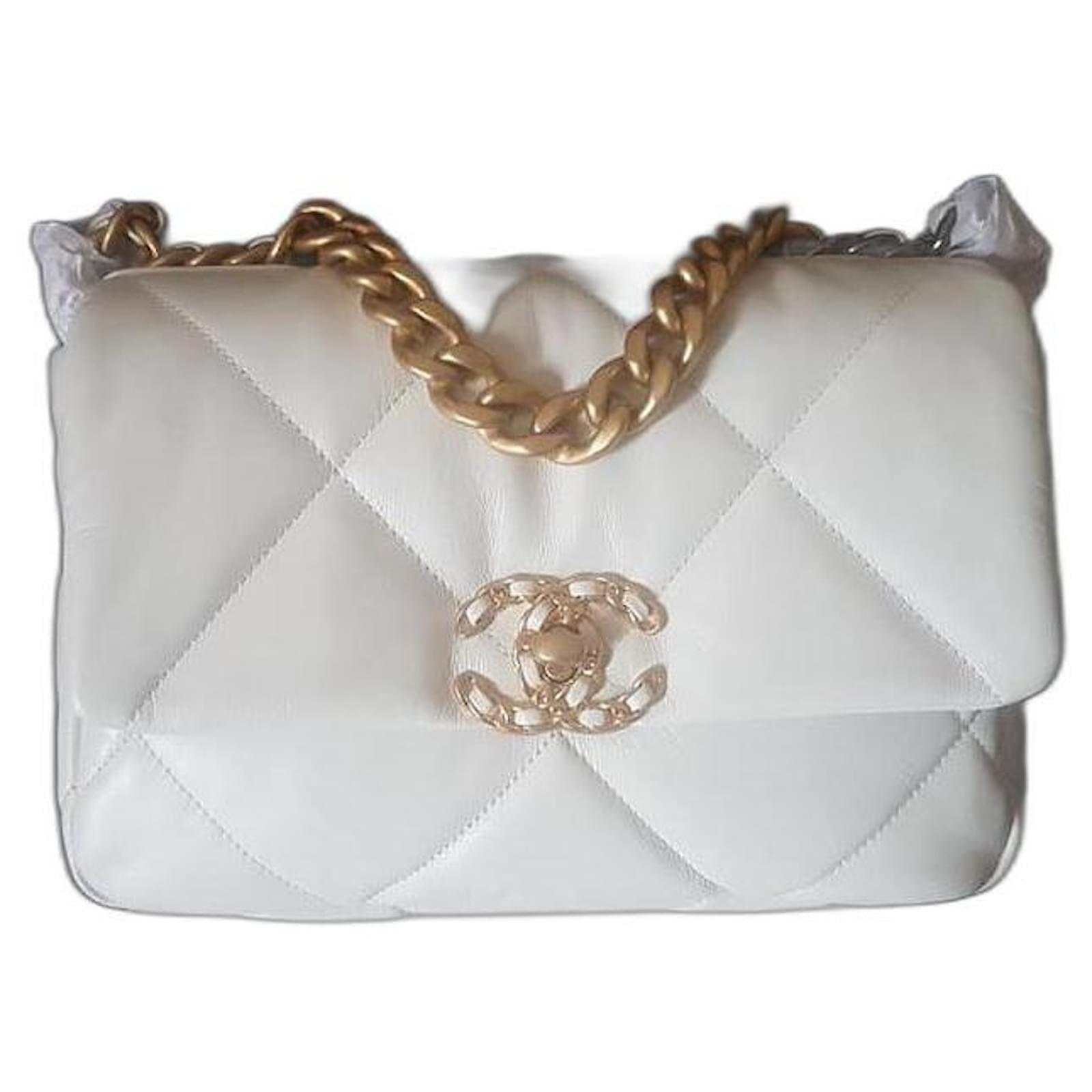 Chanel 19 Medium (Small), White Lambskin Leather, Mixed Hardware, New in Box