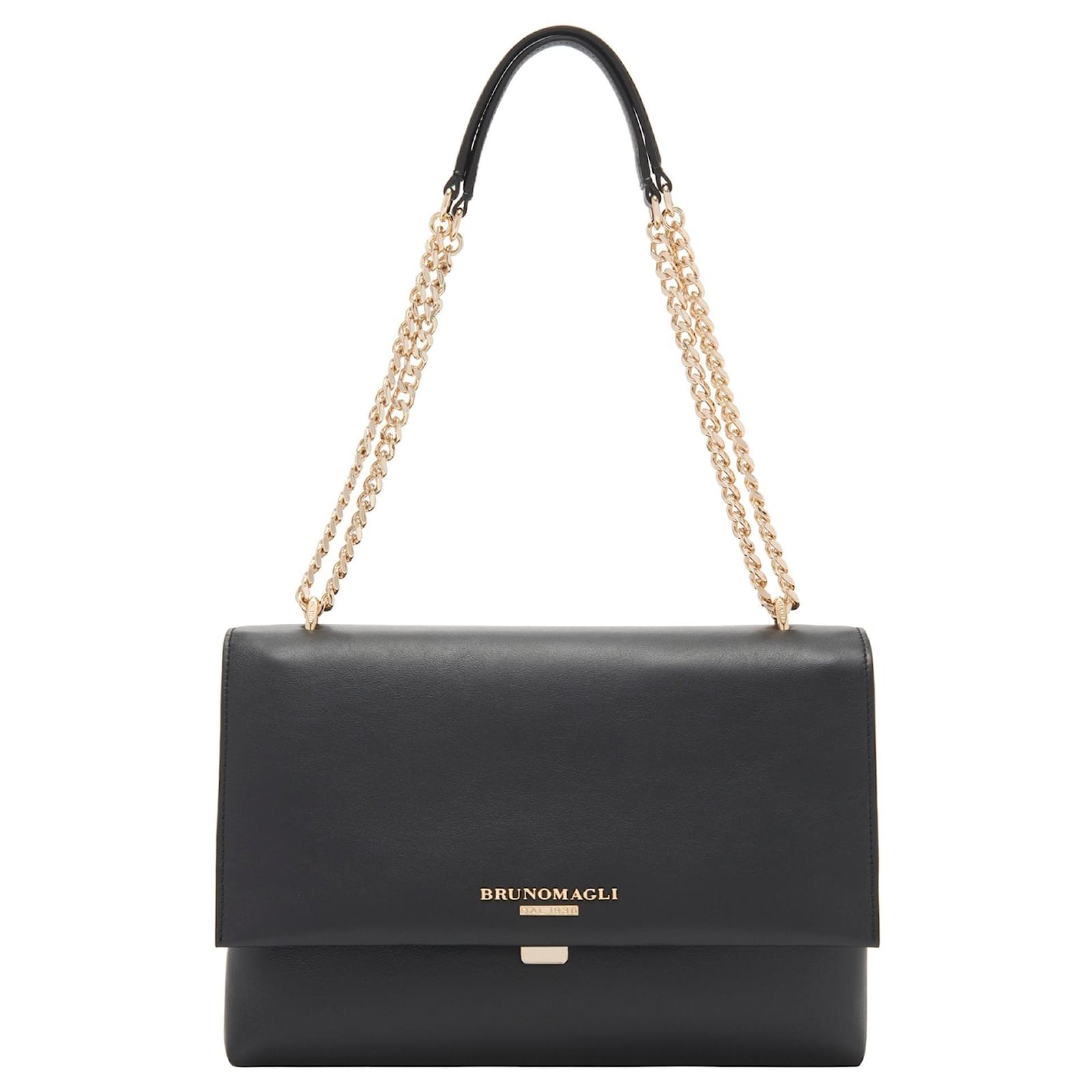 Bruno Magli Chain Leather Shoulder Bag Black ref.358960 Joli Closet