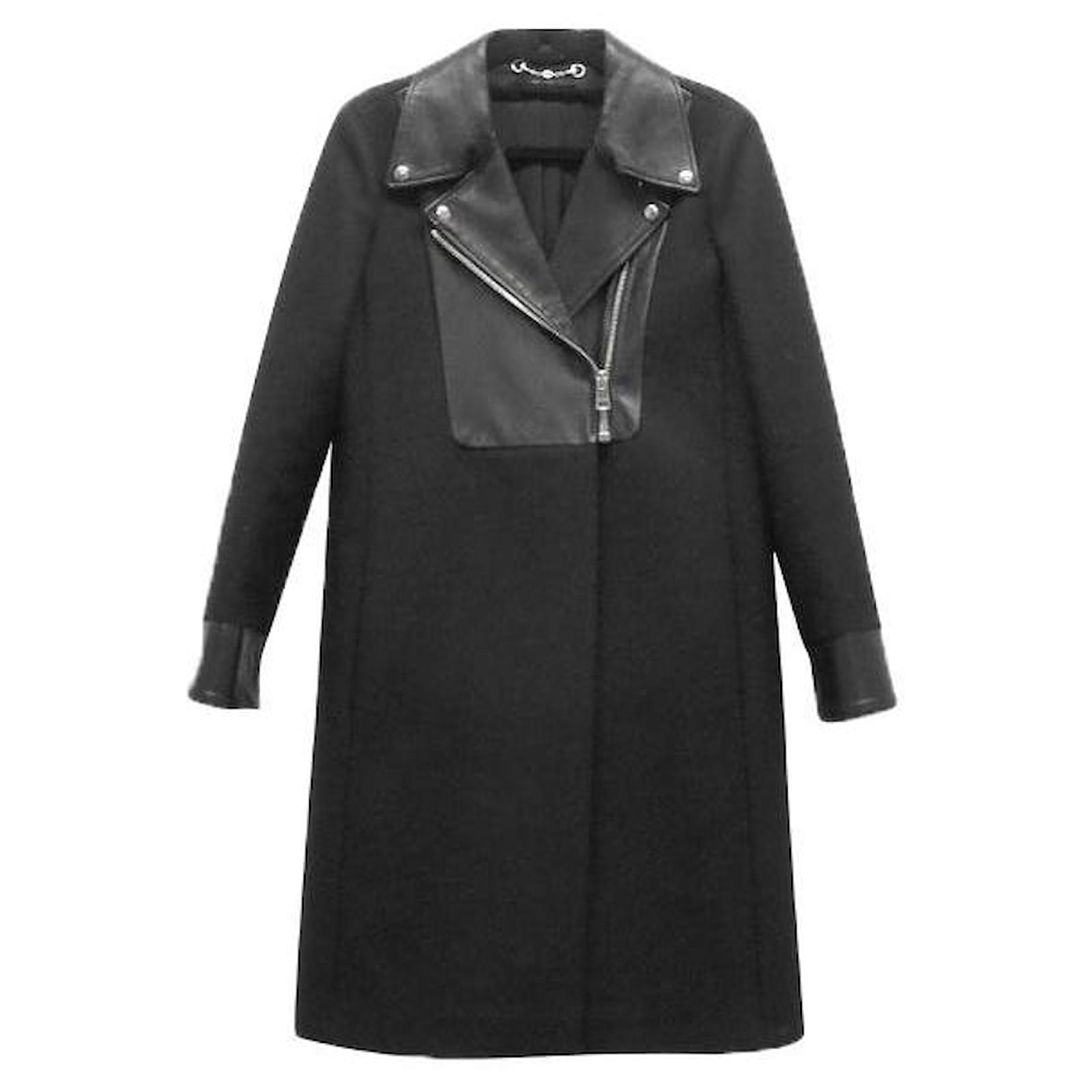 Usato] Cappotto Gucci Taglia media 40 100% lana Agnello nero Pelle  Poliestere Raggio ref.359000 - Joli Closet