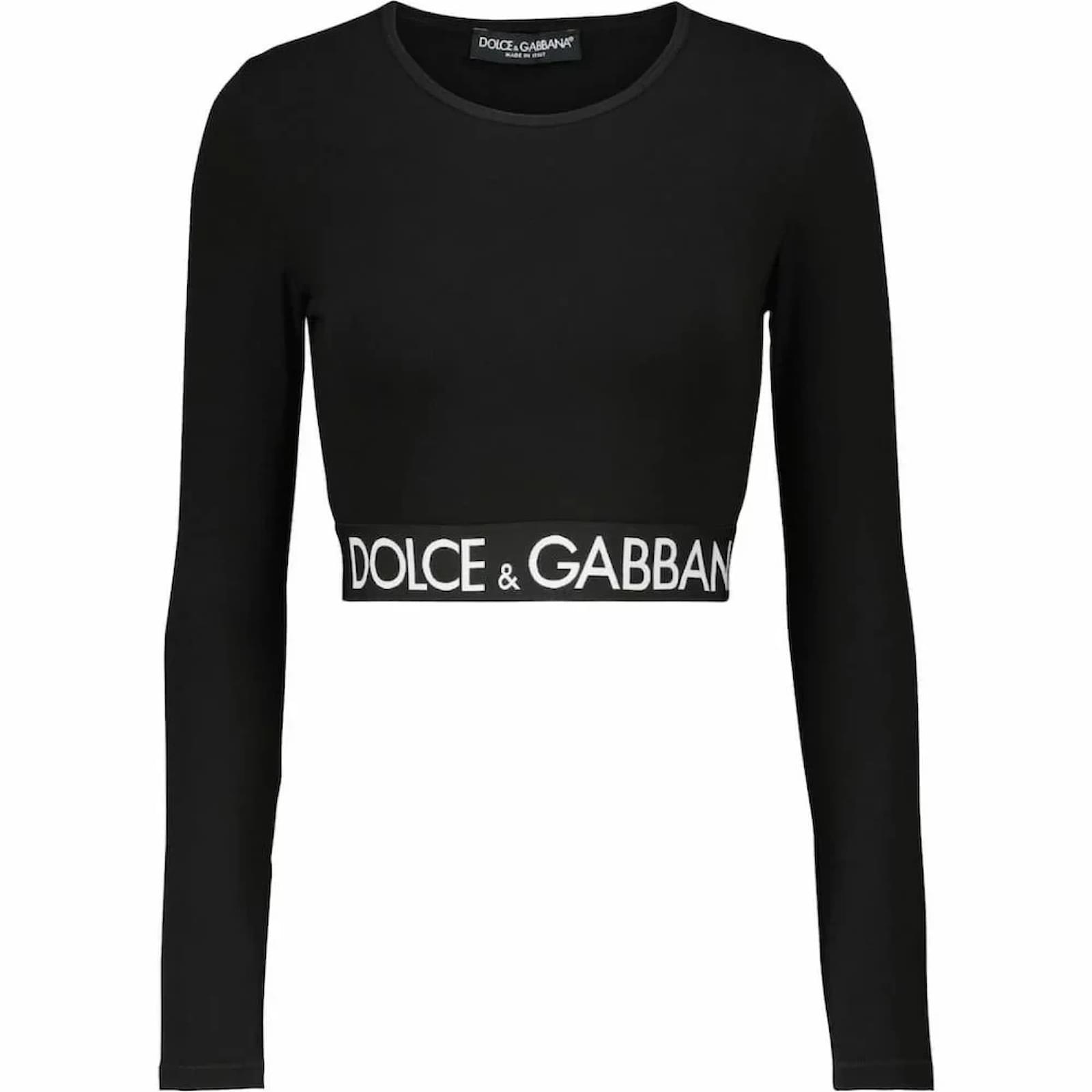 Used] Dolce & Gabbana Women's Bare Top Tube Top Cropped Top [Logo  stretch-cotton crop top] Nero Black Polyester Elastane  - Joli  Closet