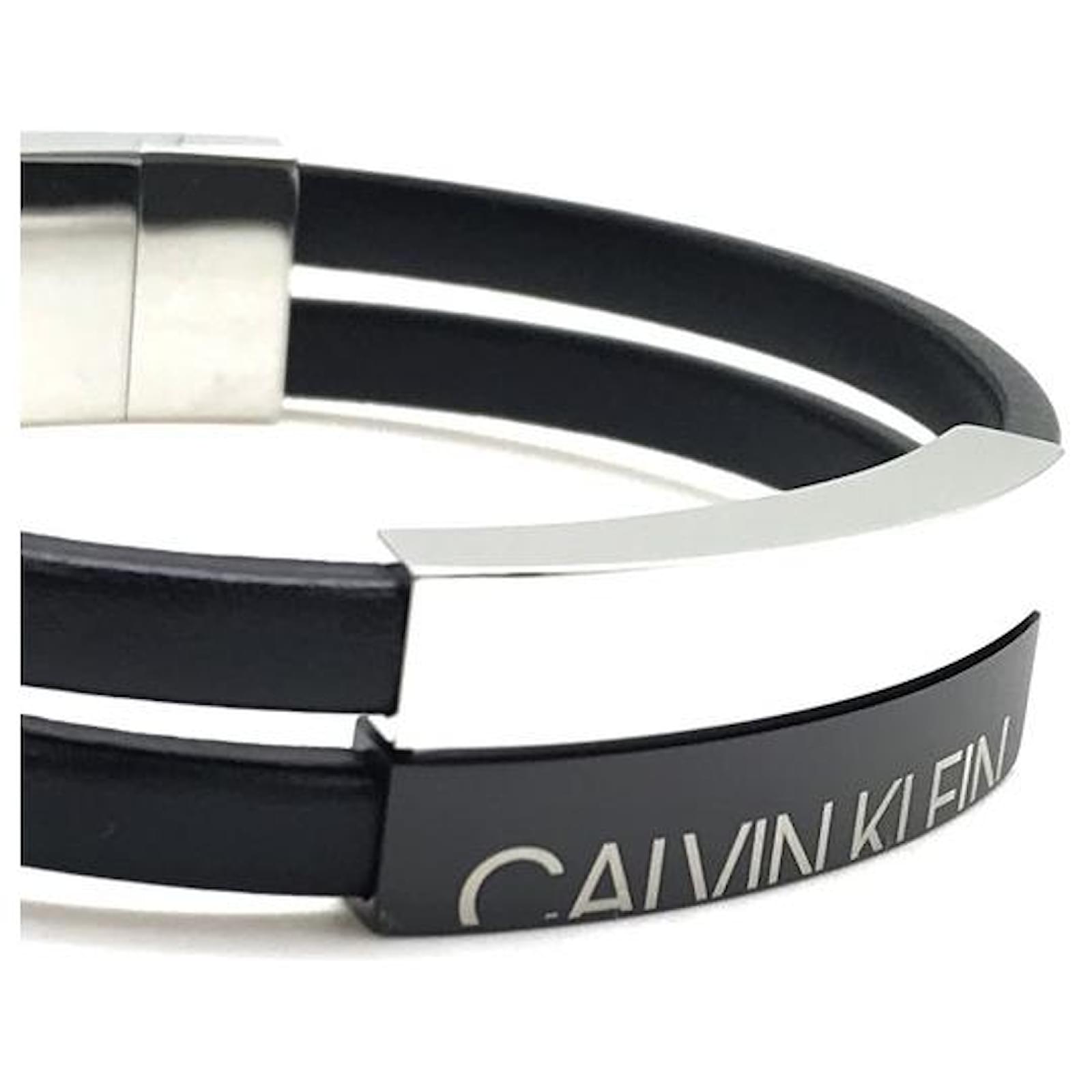 Gebraucht] CALVIN KLEIN Armband Calvin Klein [Beliebtes Modell] Herren &  Damen Schwarz x Silber KJ5RBB290100 Marke modischer Luxus Leder Metall  ref.359494 - Joli Closet